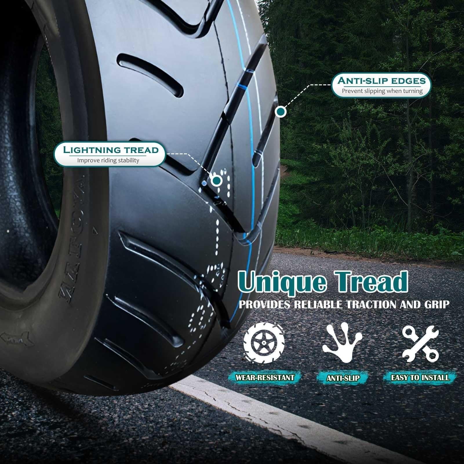 2PCS 110/80-8 Opon Tubeless dla Elektrycznego Skutera i Motocykla, Głęboki Wzór Bieżnika, Odporny na Przebicia i Pęknięcia, do Przedniego i Tylnego Koła, Wysoka Nośność