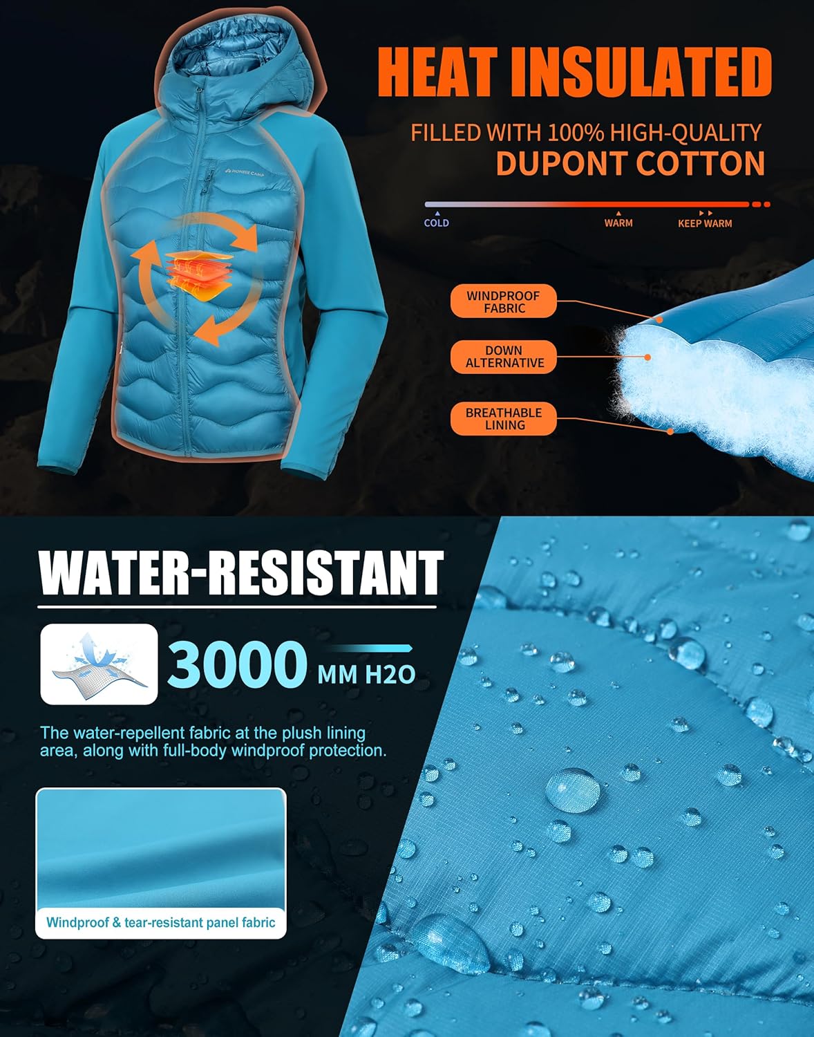 Pioneer Camp Womens Lightweight Insulated Running Jacket Puffer Packable Water Resistant with Zipper Pocket for Hiking Travel - Image 4