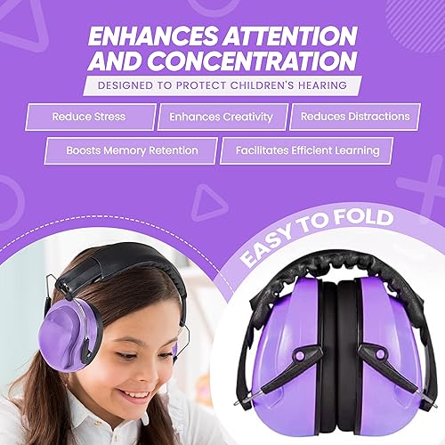 Miniatura 7 de Everyday Educate Orejeras para niños, protección de oídos, auriculares con cancelación de ruido para niños, autismo, con banda ajustable para la