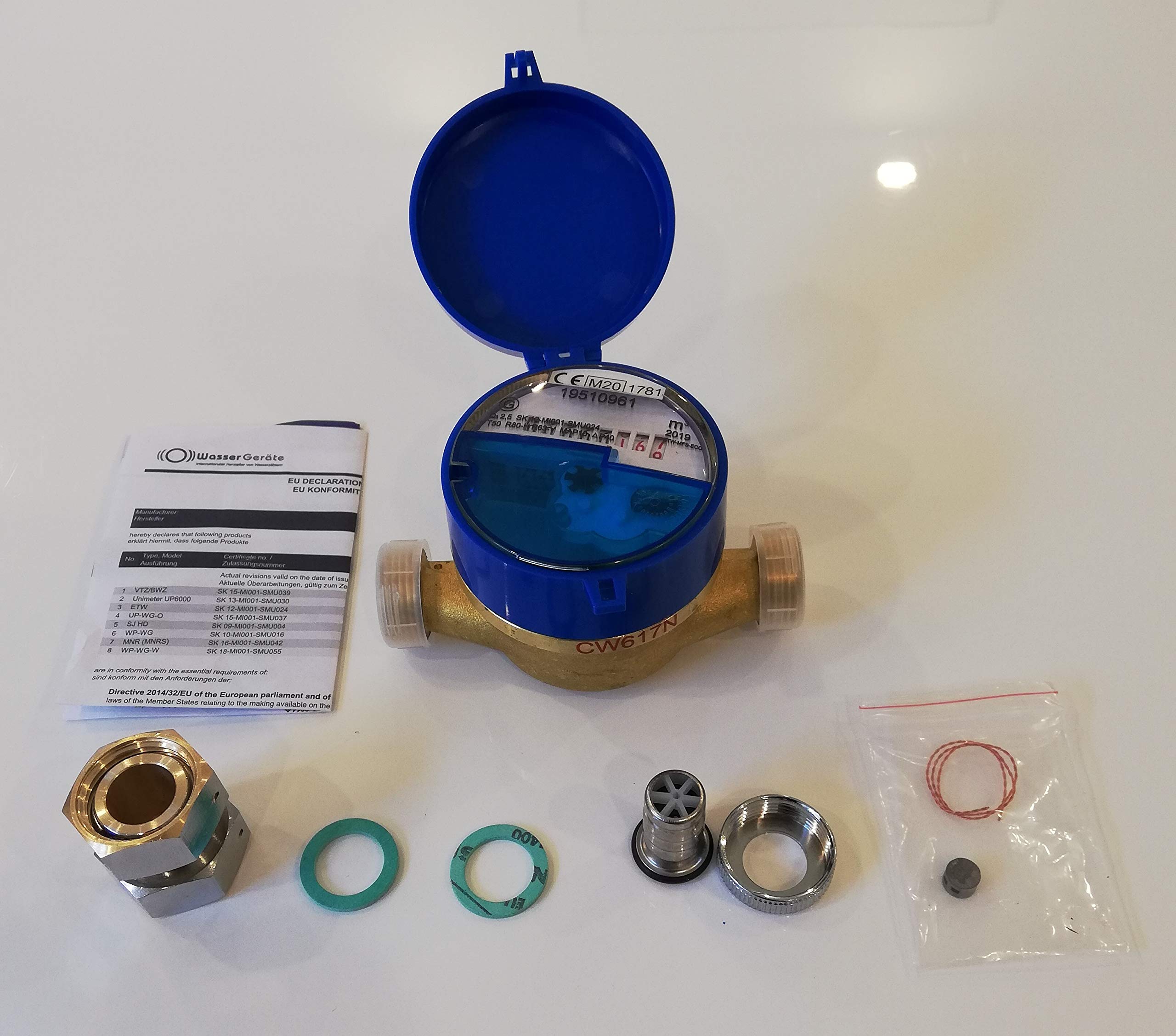 Contador de agua para jardín, 110 mm, juego completo con accesorios, calibrado 2021