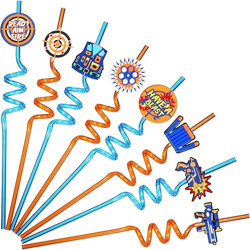 AOLDHYY rt Suministros de fiesta de guerra Pajitas Nerf Gun Party Pajitas de plástico Jardín escultura decoración al aire libre
