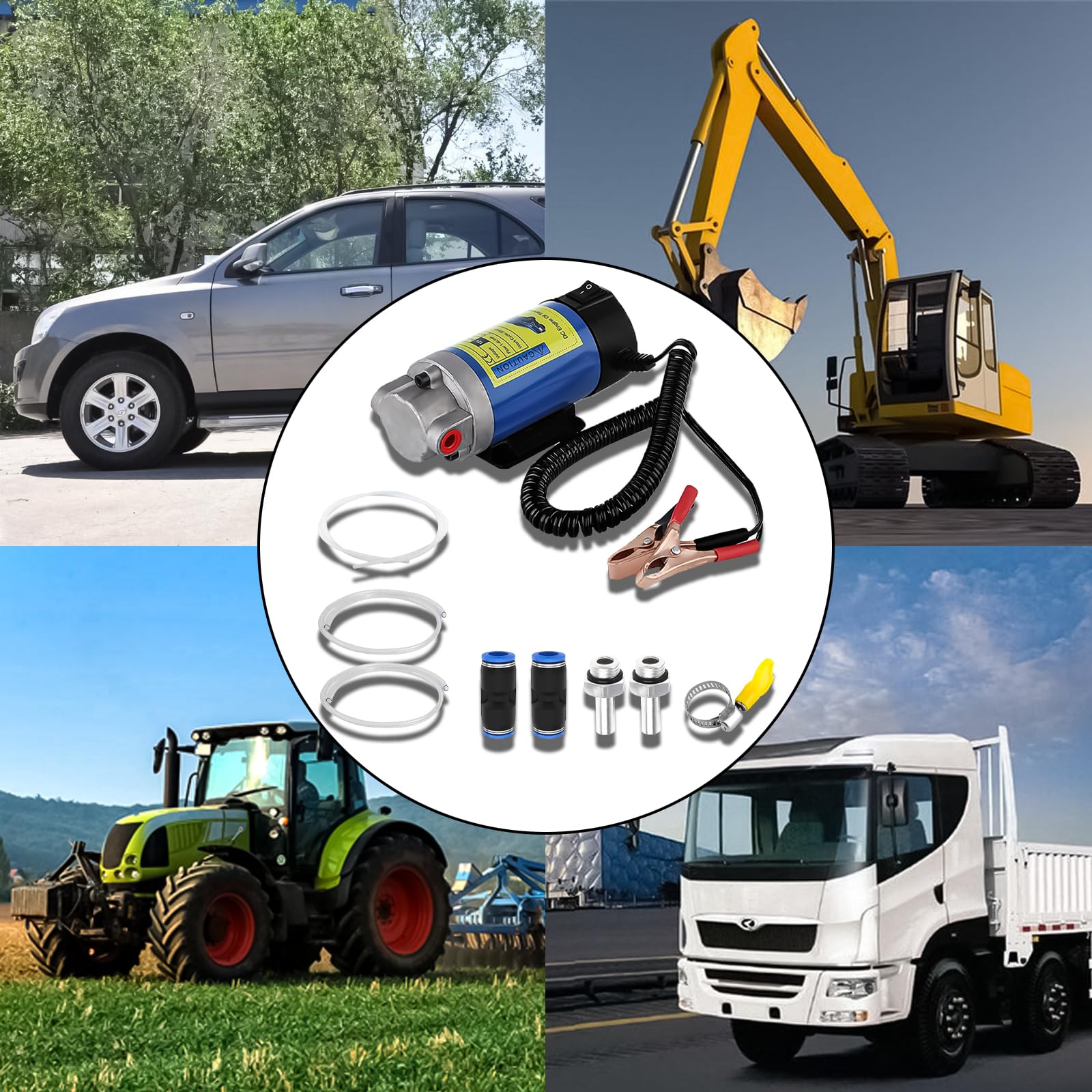 12V 100W Ölabsaugpumpe, Tragbarer Motor, Geräuscharm, Selbstansaugender Motor, Elektrisch Diesel für Auto, Motorrad und Boot, Ölwechselpumpe