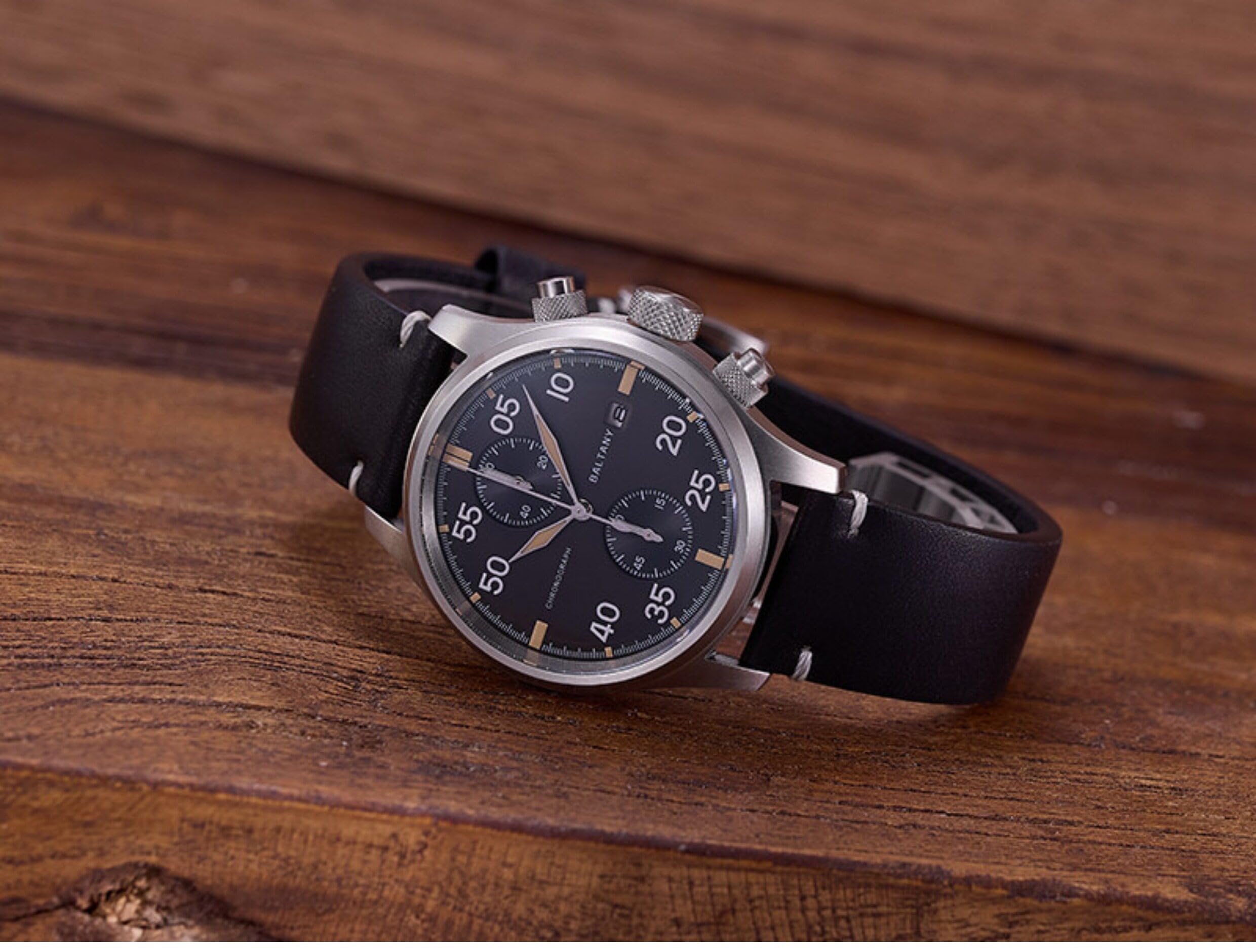 Baltany Orologio da polso militare in acciaio cronografo 39 mm VK64 Sub-diaL 101M impermeabile da uomo, RETRO