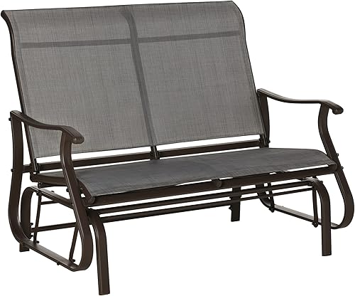 Outsunny Banco de planeador para exteriores para 2 personas, silla de dos plazas con marco de acero recubierto de polvo, 2 asientos para patio