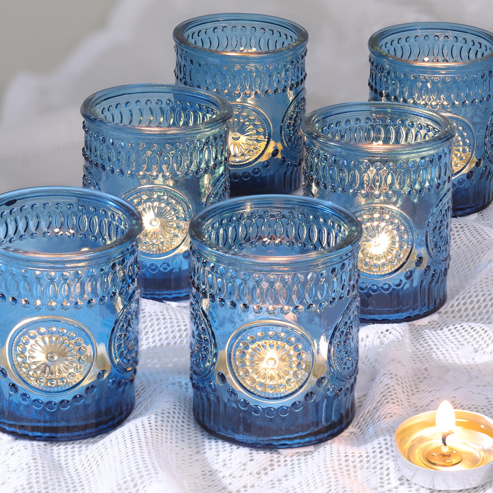 Lanttu Lot de 12 photophores en verre vert pour centres de table de mariage, fêtes d'anniversaire, décoration d'intérieur et décoration de vacances