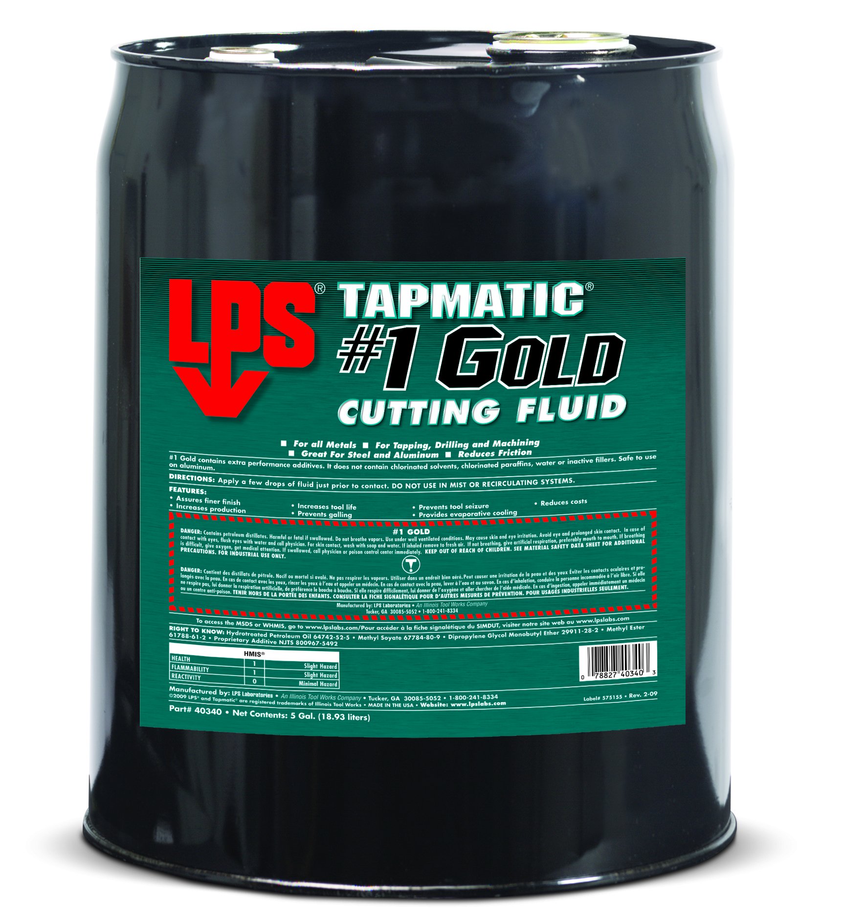 LPS 40340 Tapmatic #1 Gold Cutting Fluid, 5 gal, Gold