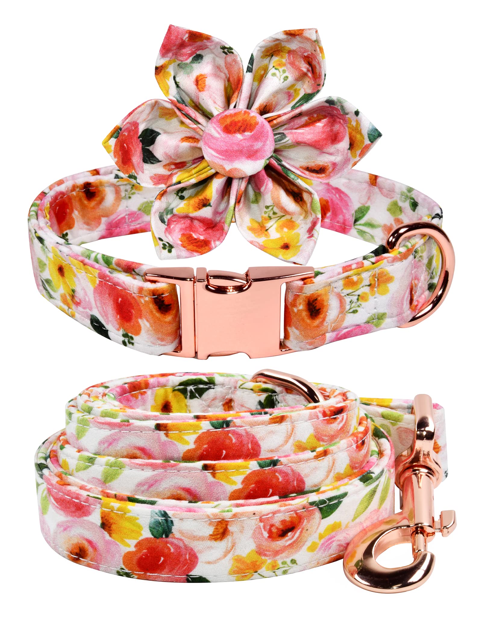 Watercolour Floral Dog Collar Flowers Leash Accessory, Detachable Flower, Adjustable Collar for Small Medium Large Girl Dogs