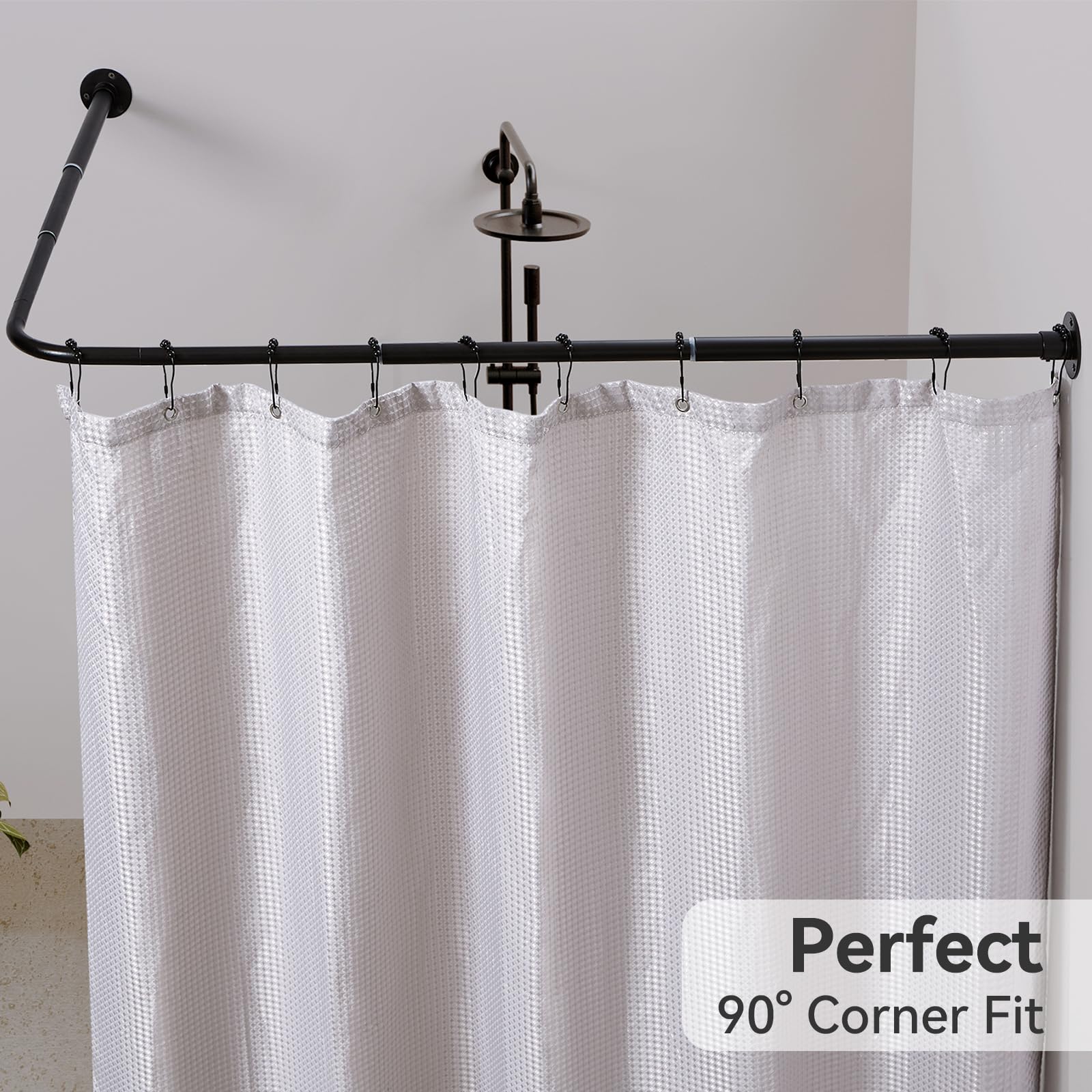 Sikaiqi Rekbare 304 roestvrij L-vormige badkamer bad hoek douchegordijn rail rek (diamant, lengte aan beide zijden: 43-65 cm, middelste breedte: 51-66 cm