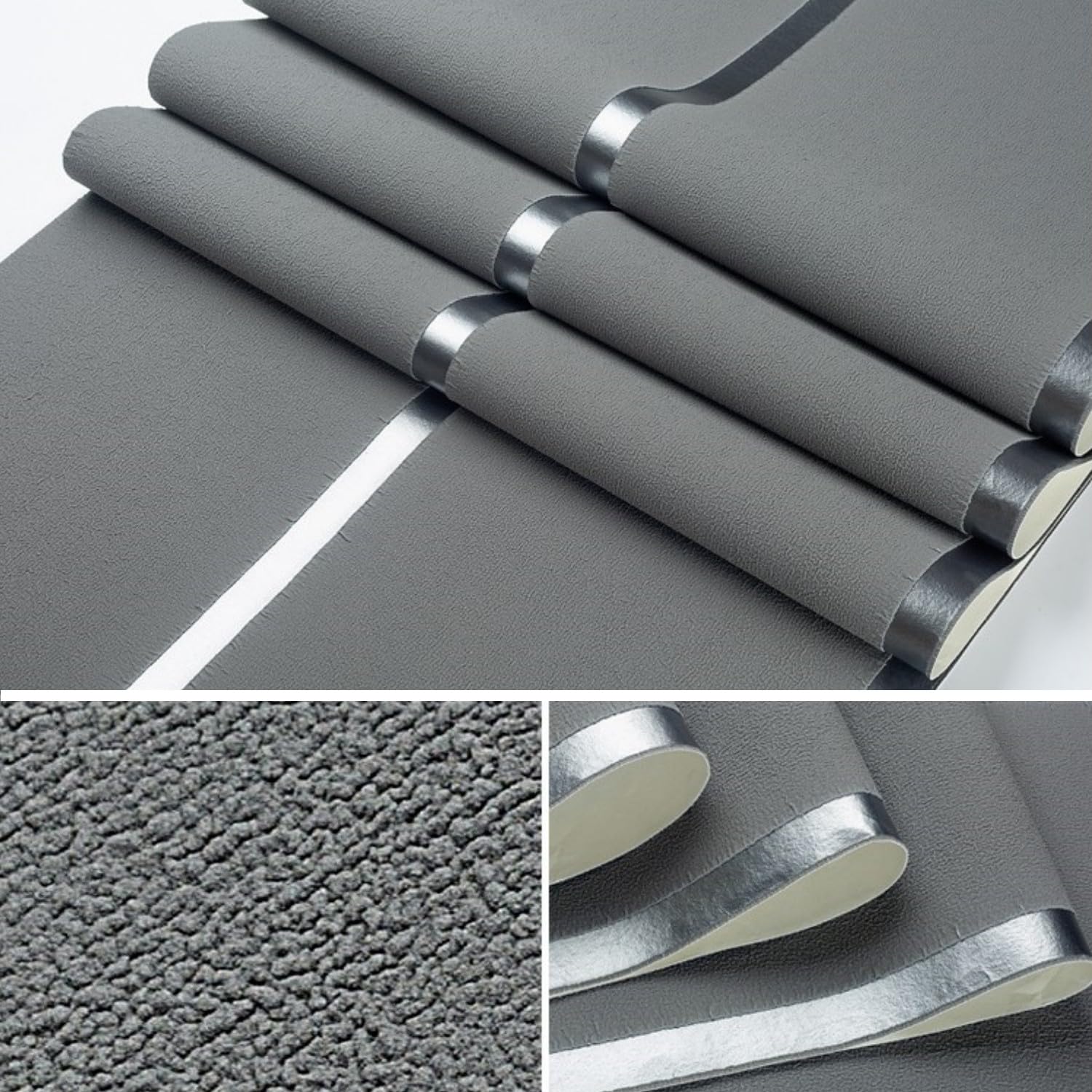Modern Stripes Non-Woven Wallpaper for Living Room Bedroom, Thick Deerskin Velvet Non-Woven Flocking Wallpaper, Not Self Adhesive Wallpaper, 20.8 X 374 inches (Grey)