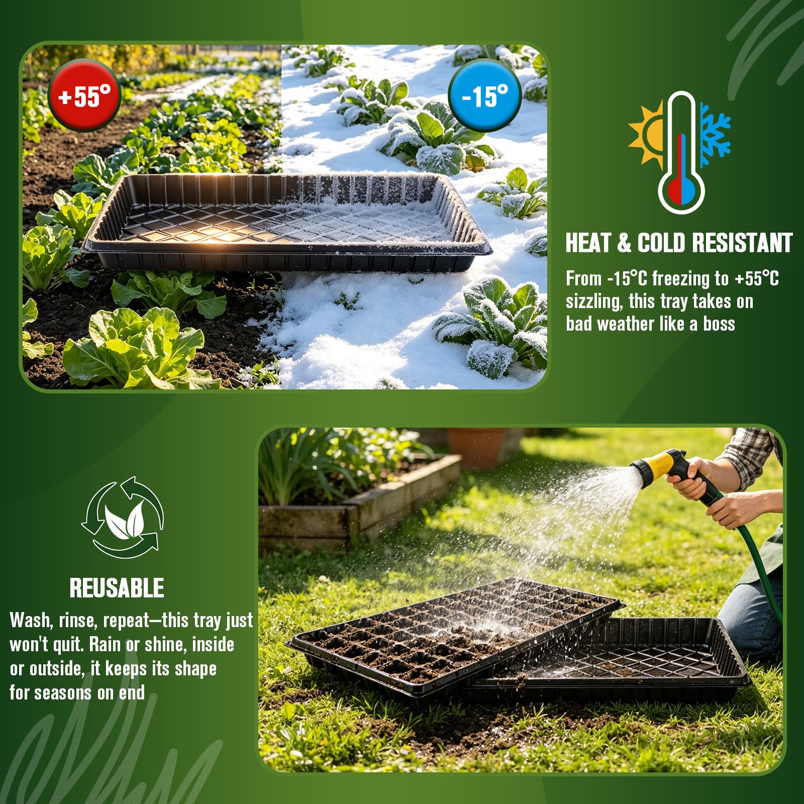 20er-Pack Saatgut-Starterschalen-Set, 10 Packungen mit 1020 Schalen und 10 Packungen mit 72 Zellen, robuste Kunststoff-Samen-Startschalen für Gemüse, Blumen, Kräuter, Sukkulenten