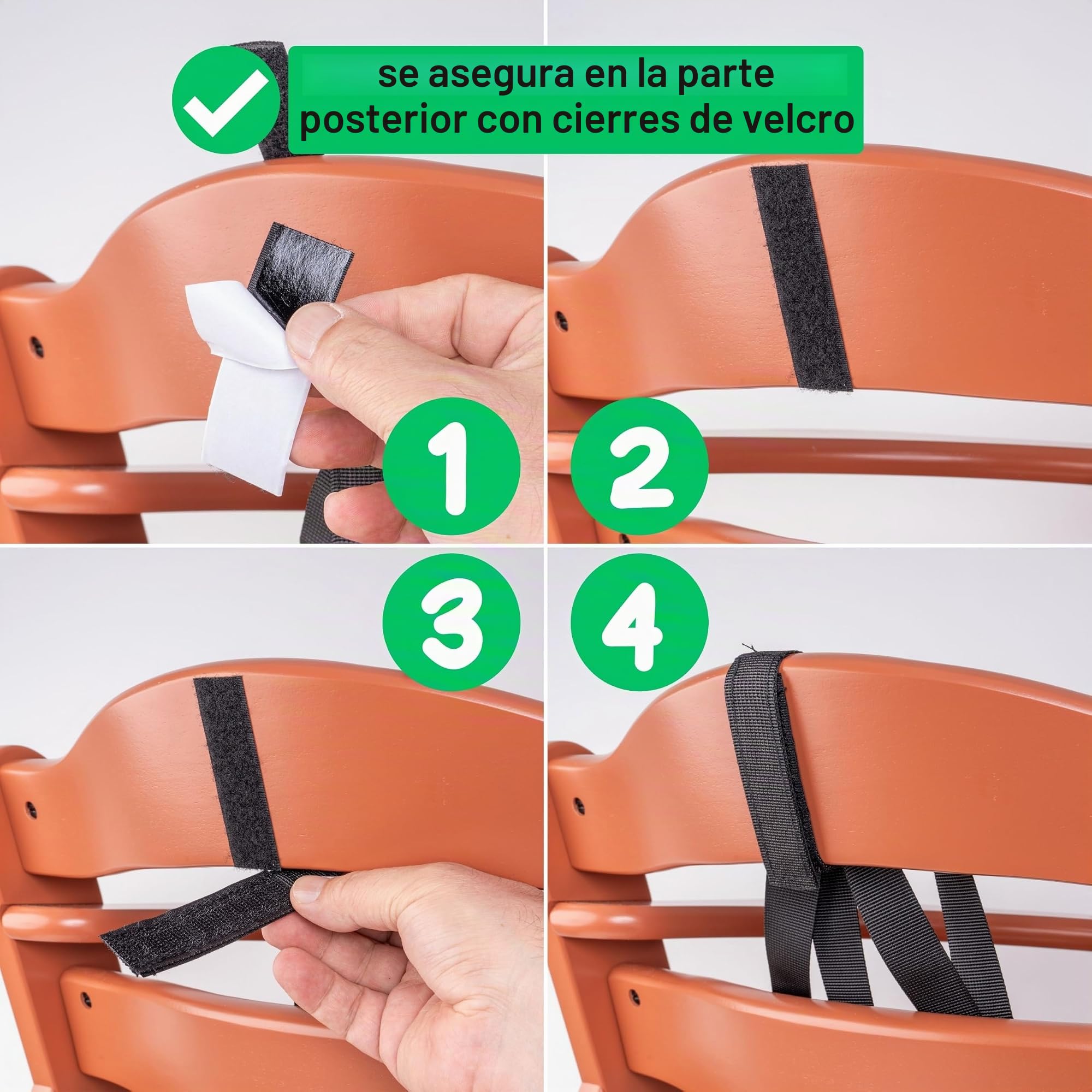 Sistema de arnés de 5 puntos para trona, 1 Set, compatible con Hauck, Stokke Tripp Trapp, Roba, en Negro, arnés para trona con 2 almohadillas de arnés y 1 clip de pecho