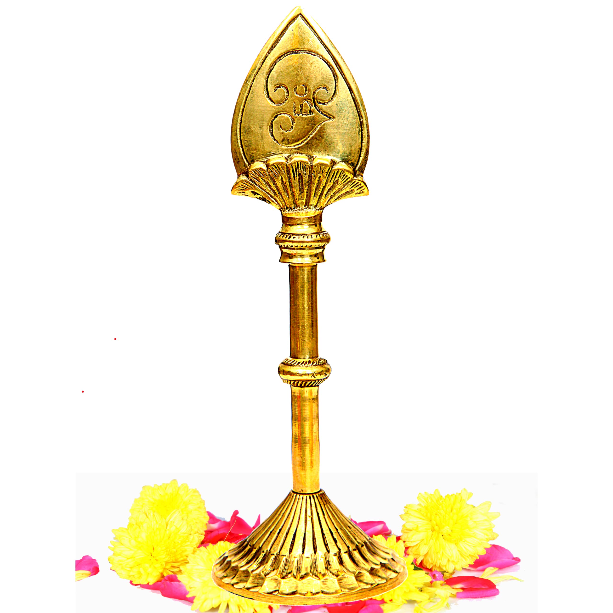 Aalayam Selveer Metal Lord Murugan Vel with Stand Big 10.5 Inches Height, Brass Gold Colour 1 Piece