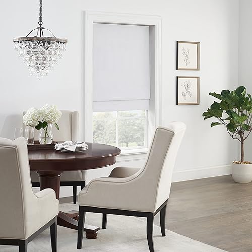 ECLIPSE Persiana romana de seda sintética para ventanas, sin cordón, 100 % opacas, 36 pulgadas de ancho x 64 pulgadas de largo, reducción de ruido,