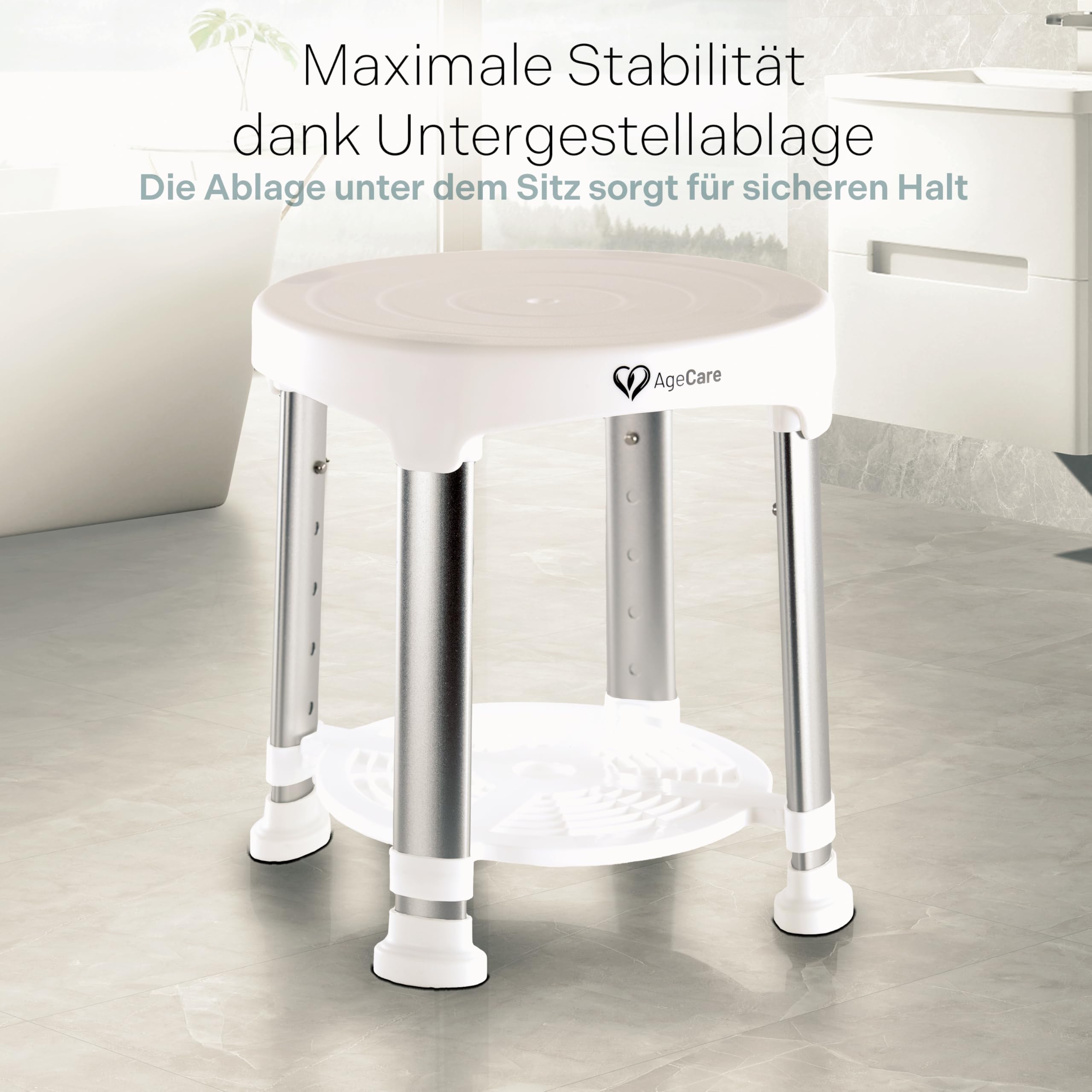 Duschhocker für Senioren & Erwachsene | Höhenverstellbar | Leichter Badhocker rutschfeste Gummifüße Duschstuhl bis 130KG Belastbar | Duschhilfe