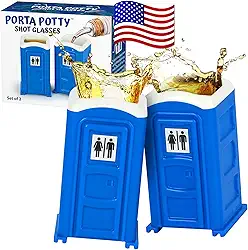 American Design & Owned, Original Porta Potty Shot Glasses Presente para Homens, Melhor Escolha para Humor Número 2, Copo de Shot Engraçado, Presente de Elefante Branco, Papai Noel Secreto e