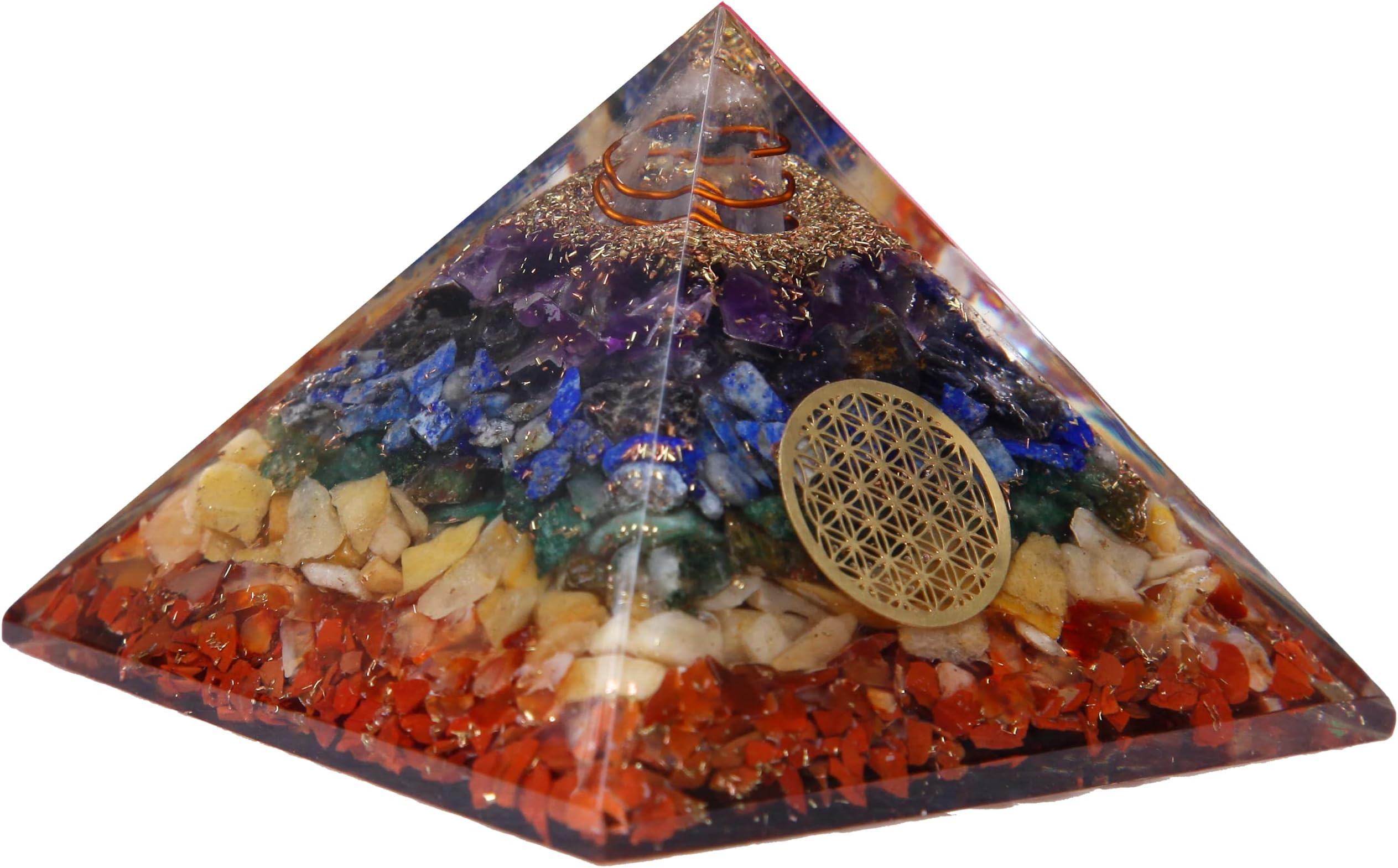Anciently 7 Chakra Orgonite Pyramid | 7 Chakra Orgone Pyramid, (3.4 Inch Width X 2.5 Inch Height), 1 Piece