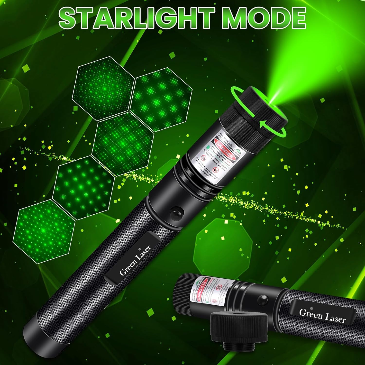 Long Range Laser Pointer, Rechargeable Flashlight with Green Laser Pointer for Night Astronomy Outdoor Camping Hunting