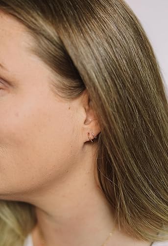 Miniatura 2 de Handmade Mixed Metal Twist Loop Earrings Double Hoop for Single Piercing Gold Sterling Silver Spiral Illusion