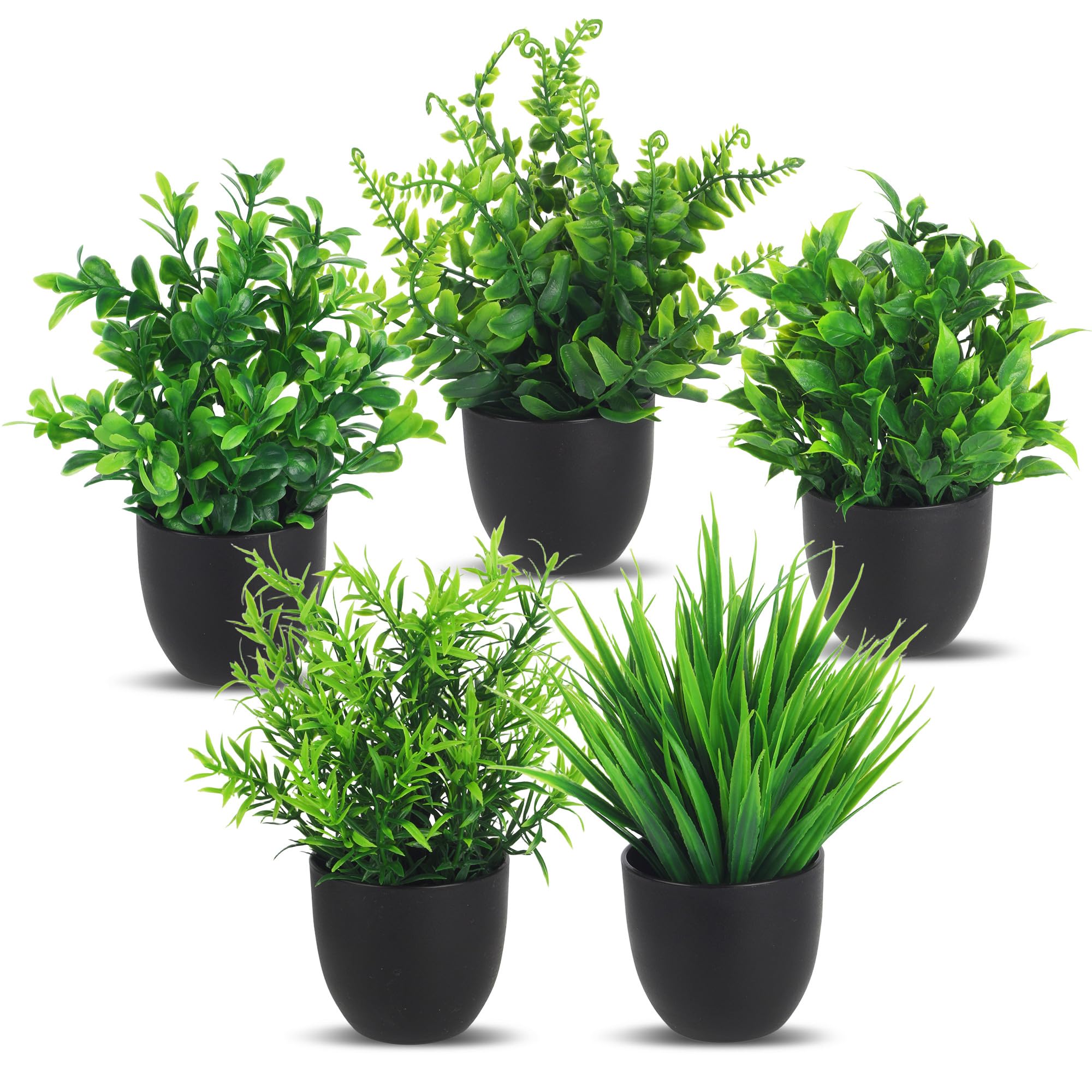 5 Pezzi Piante Finte da interno in Vaso,Pianta Finta Realistica, Piante Artificiali da interno Con piante in vaso, Piante Finte per ufficio, tavolo, camera da letto, cucina, decorazione domestica
