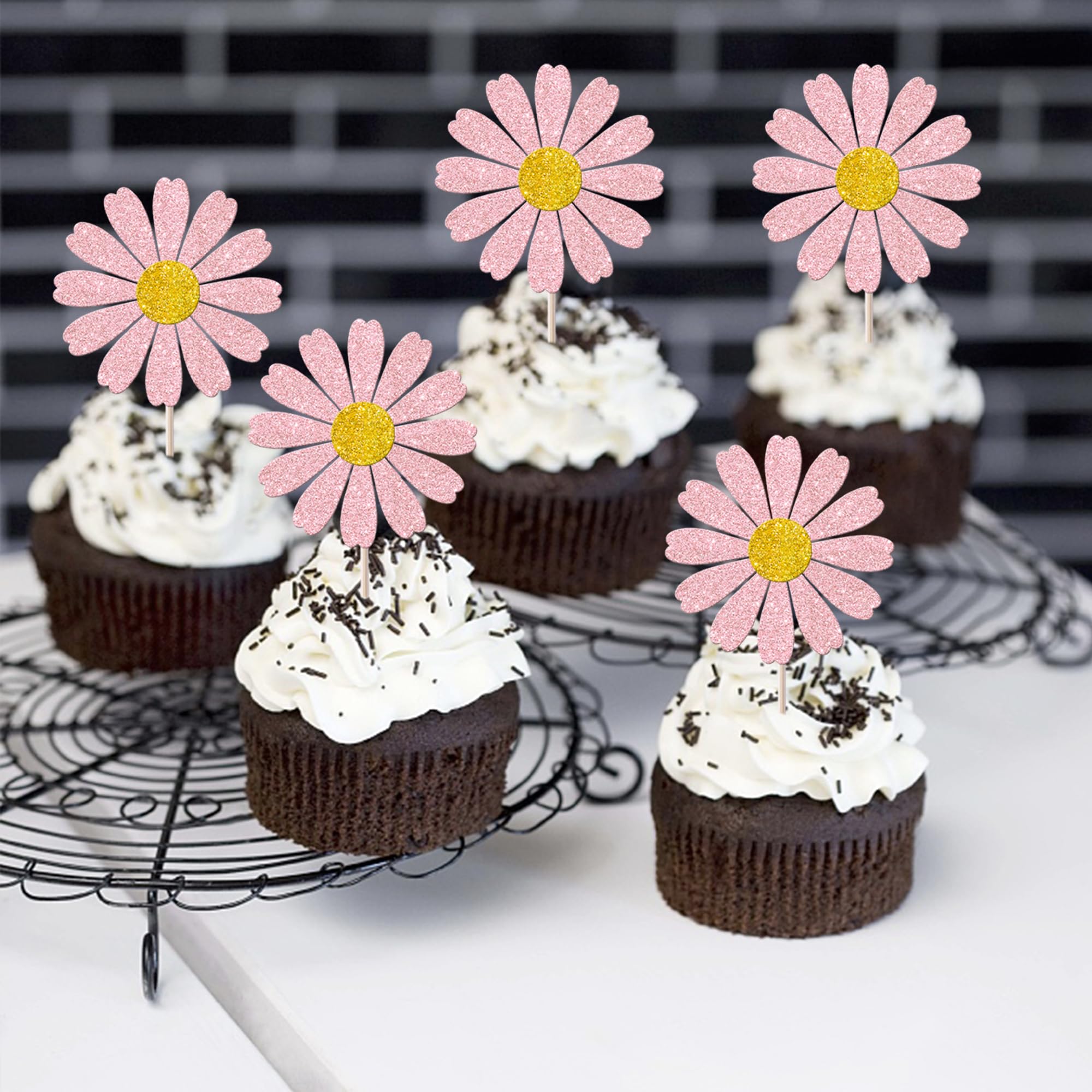 20 decorazioni per cupcake a forma di margherita, decorazioni per