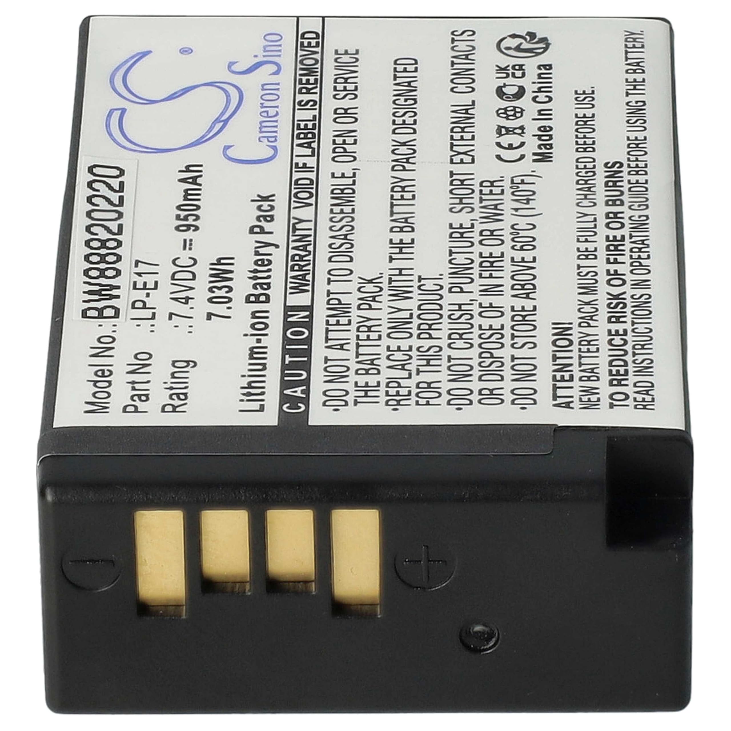 vhbw 2x batteria sostituisce Canon LP-E17 | per fotocamera (950mAh, 7,2V, Li-Ion)