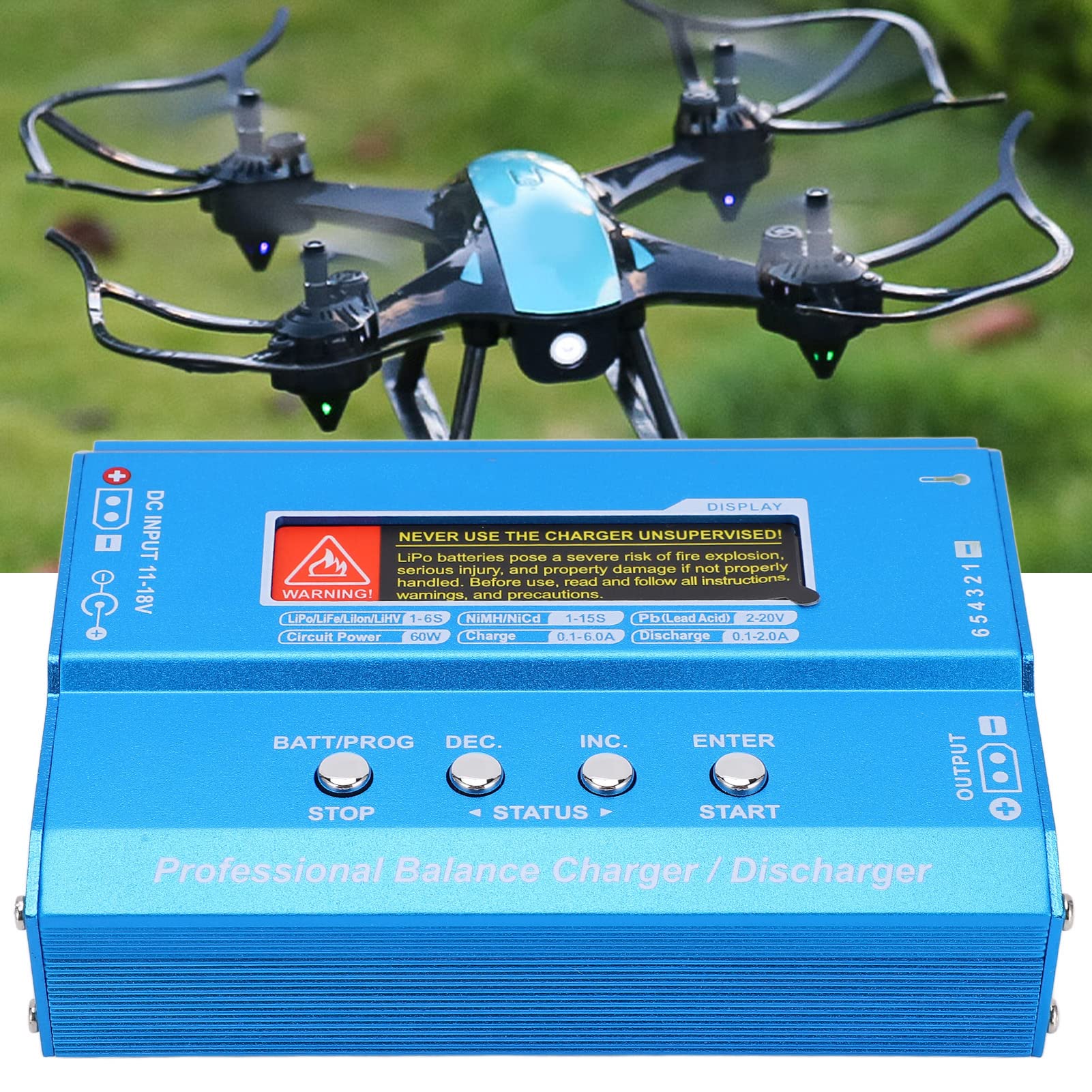 Naroote Chargeur de Balance de Batterie LiPo 60 W 6 A, Petite Station de Charge Multifonctionnelle Puissante, Analyseur de Batterie avec Mesure de Température, Idéal pour LiPo Life LiIon NiCd NiMH
