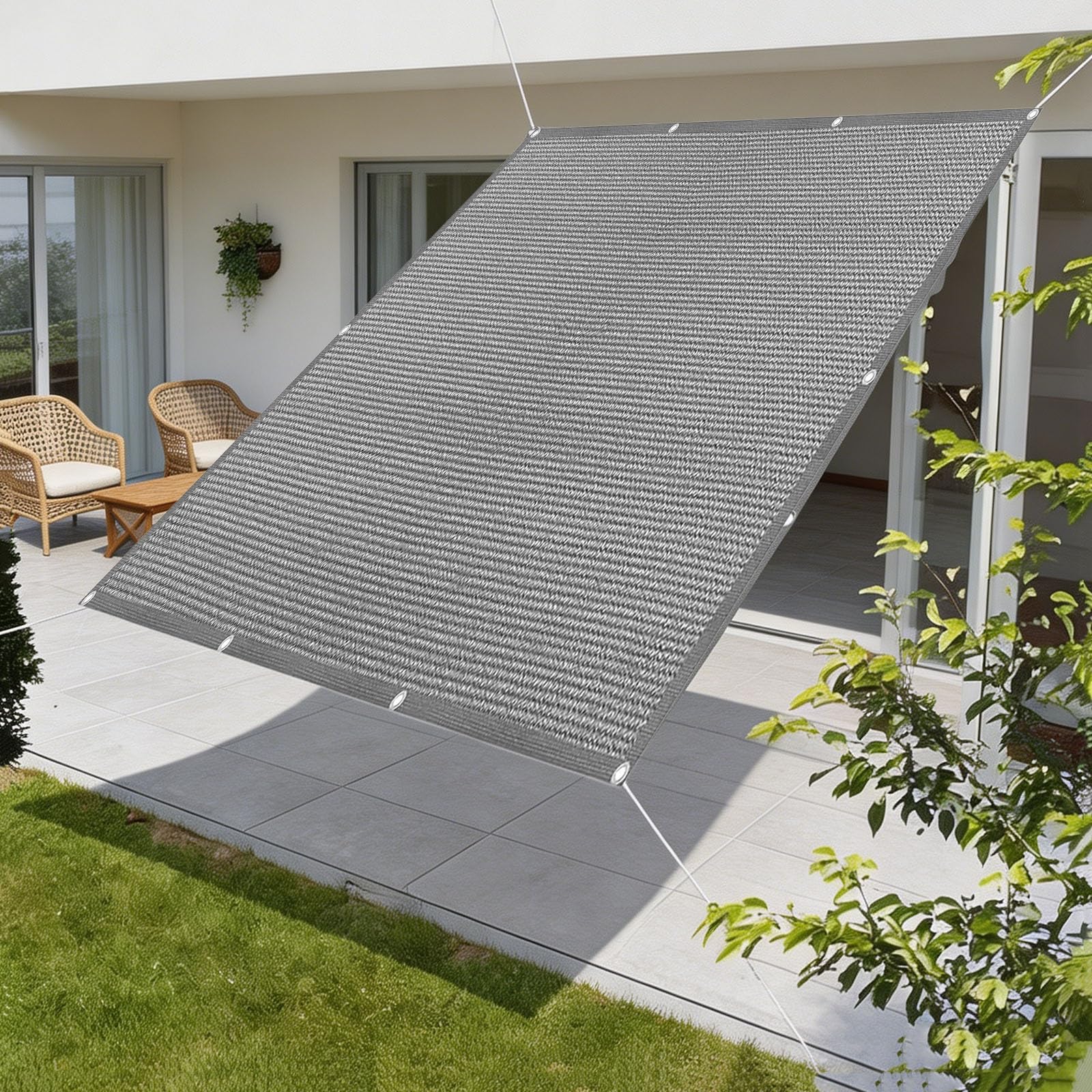 Voile d'ombrage pour jardin et terrasse grand format gris perméable