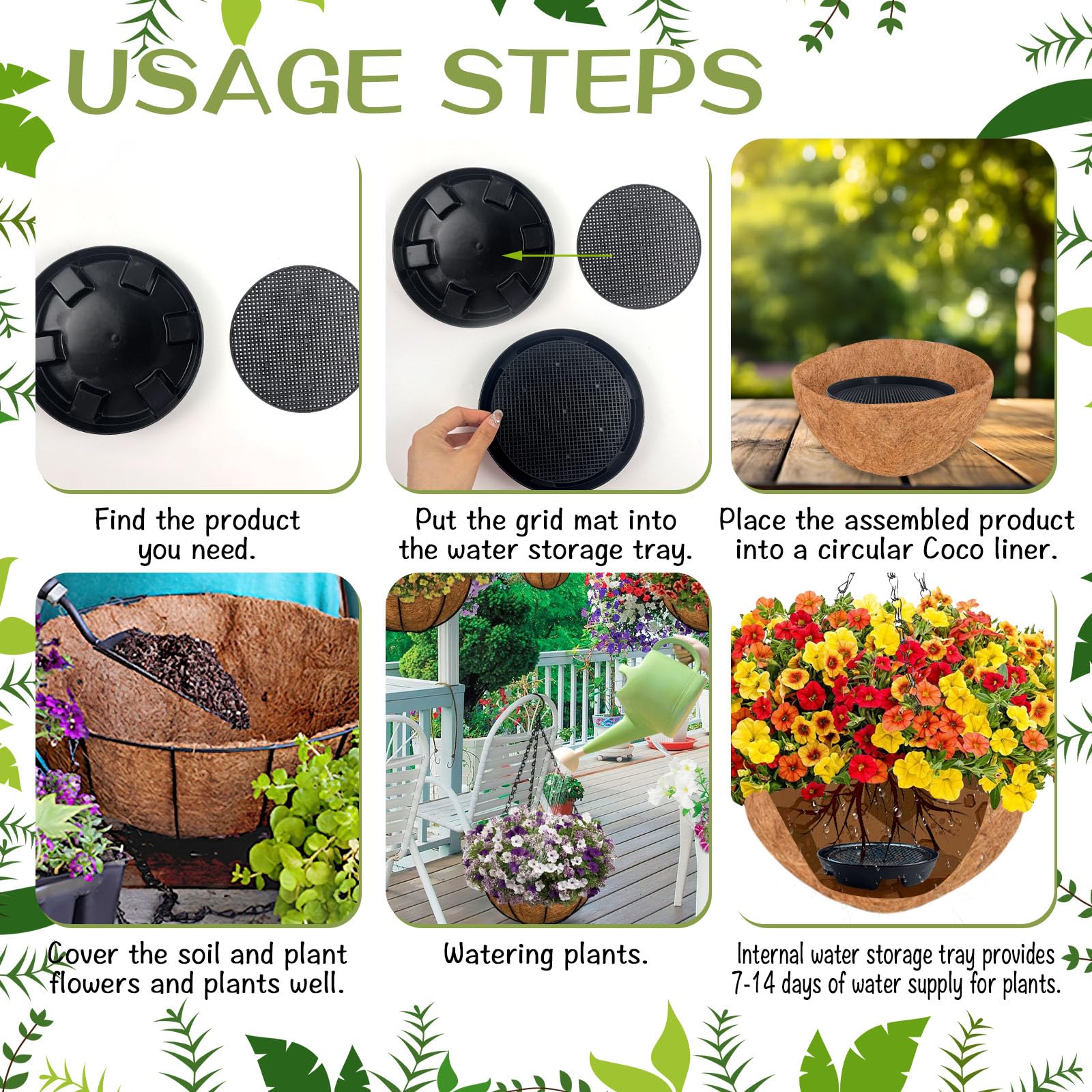 Amazon.com : 7.16 Self Watering Planter Insert, 10 Pack Invisible Hanging  Basket Drip Pan Hanging Basket Planter Plant Auto Watering Devices Plastic  Water Catcher Saucer Tray for Outdoor Indoor Pots Liners :