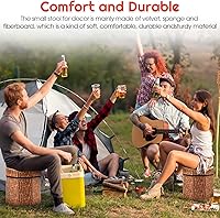Vista 2 de Amylove Paquete de 3 taburetes de almacenamiento de tocones de árbol, taburete otomano de 12 x 12 pulgadas, bonita caja de juguetes plegable