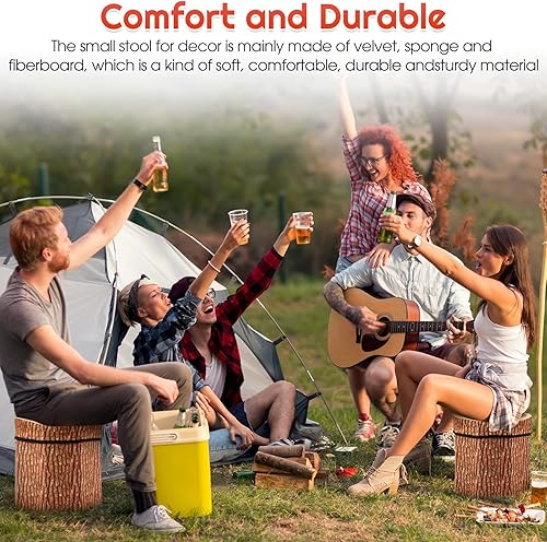 Miniatura 2 de Amylove Paquete de 3 taburetes de almacenamiento de tocones de árbol, otomana de almacenamiento de 12 x 12 pulgadas, bonita caja de juguetes