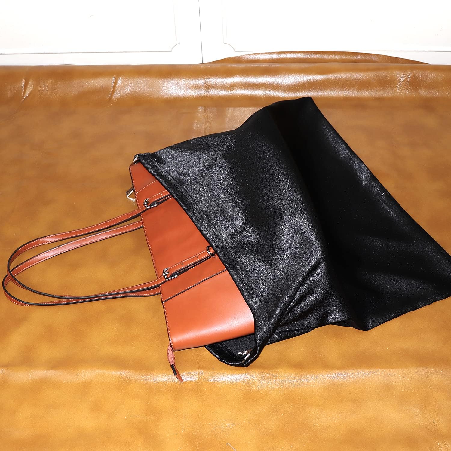 PlasMaller Dust Cover Storage Bags Thick Silk Cloth with Drawstring Pouch For Handbags Purses Pocketbooks Shoes Boots Set of 2, Black (19.6 x 15.7 in) - Image 7