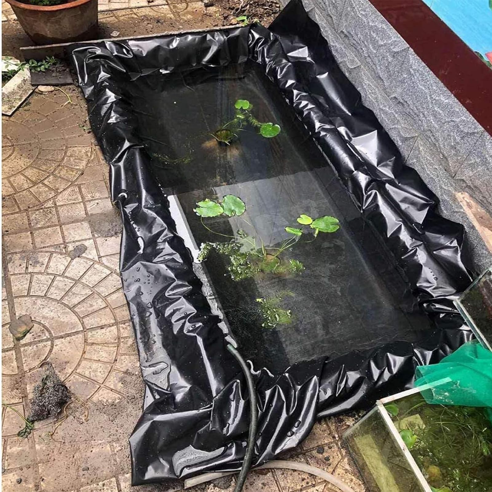 Revestimiento para estanques de polietileno de alta densidad de 0,16 mm de grosor, alta resistencia al agua, ideal para agricultura, estanques de peces, estanques de loto y acuicultura, tamaño 15 x 3