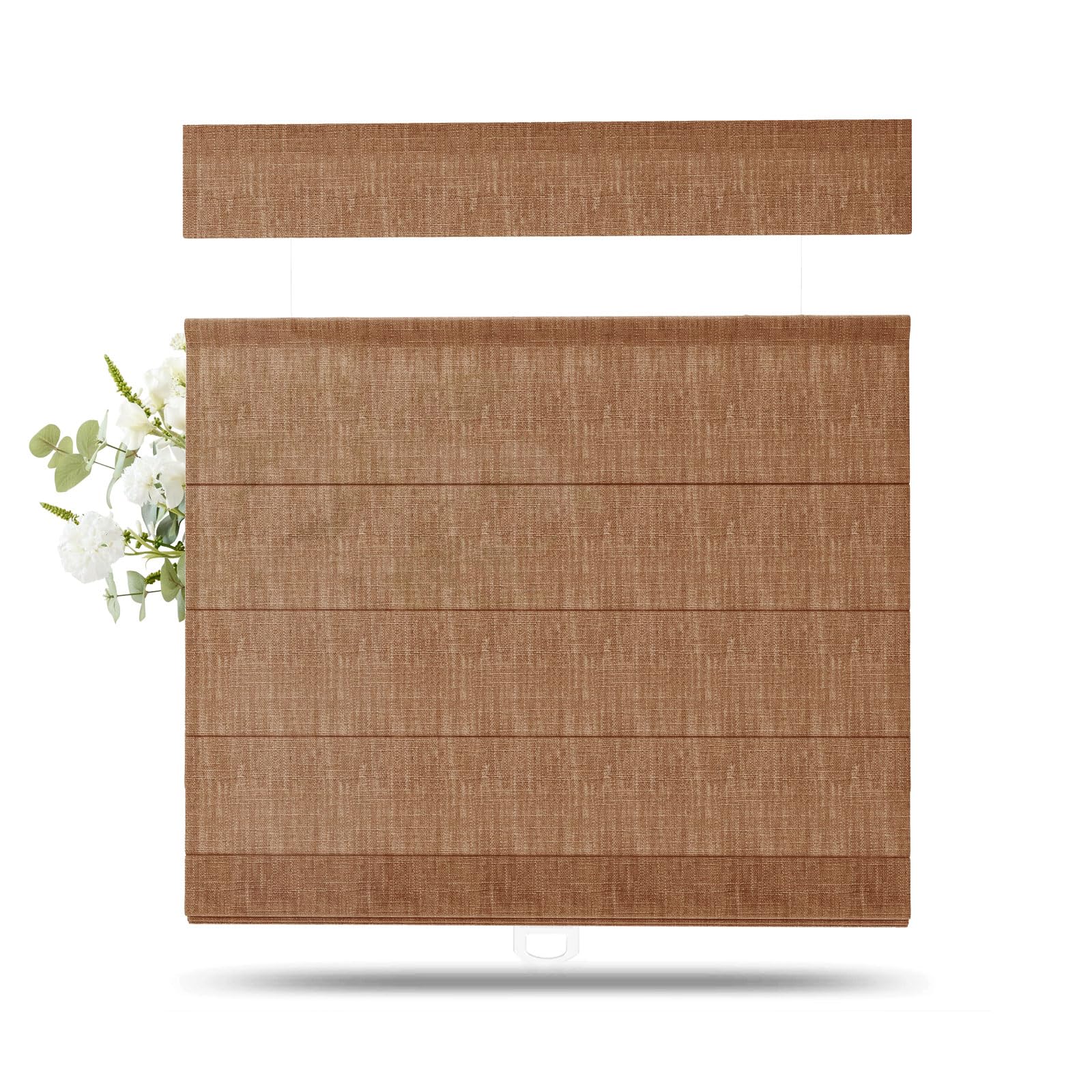 TWOPAGES Linen Top Down Bottom Up Roman Shades for Windows, Orange Copper