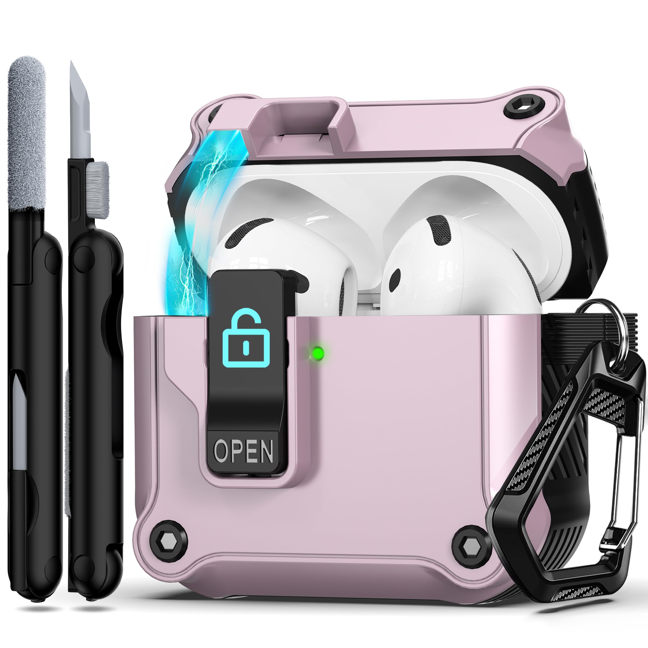 RFUNGUANGO Compatible with Airpods 2nd /1st Case,Automatic Pop-up with Safety Lock Clip, Full Body Shockproof Hard Case with Keychain Compatible with AirPods case,starry sky — view 10