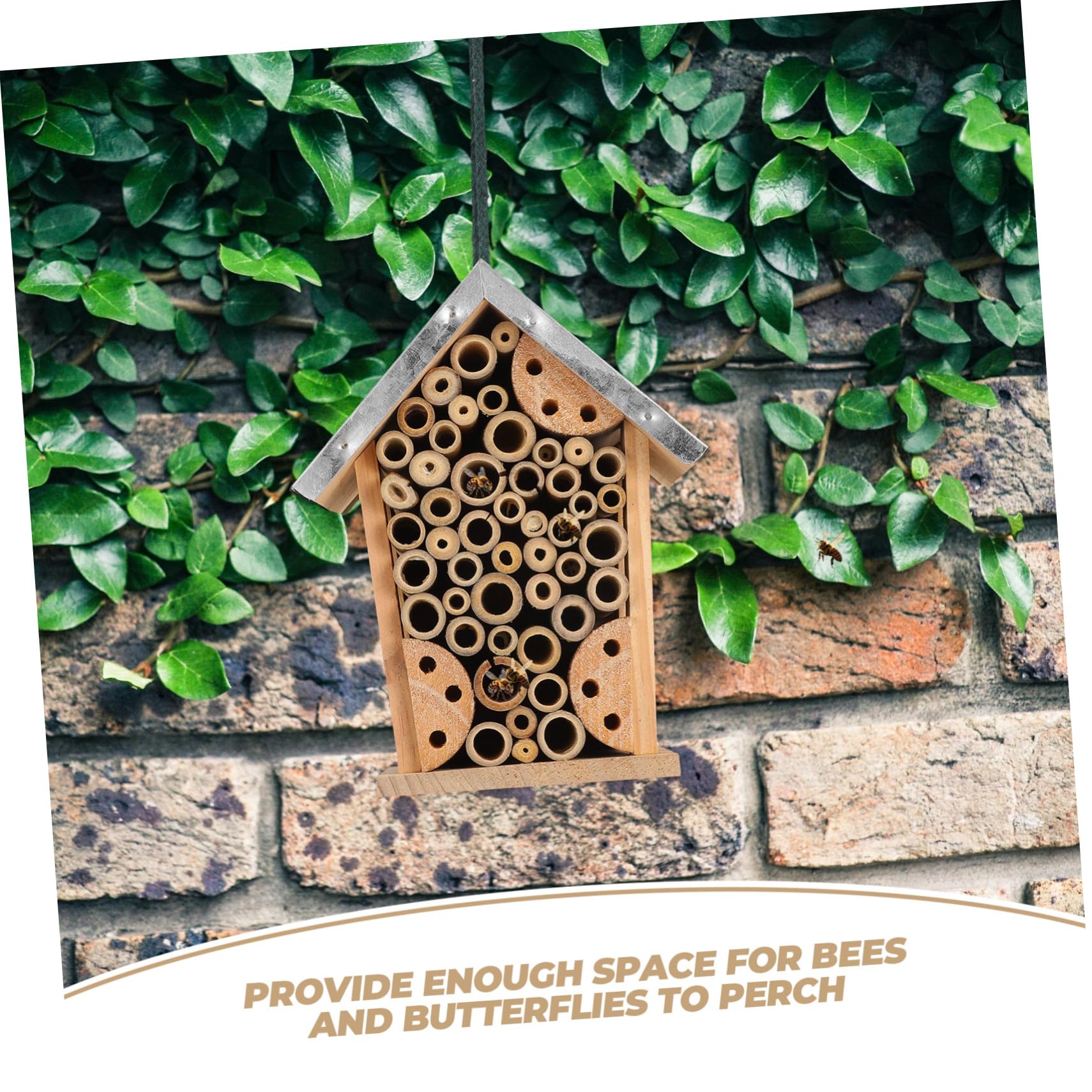 Supvox Wetterfestes Insektenhotel und Eisen zum Aufhängen für Bienen und Bestäuber im Garten 2 Funktionen Robust