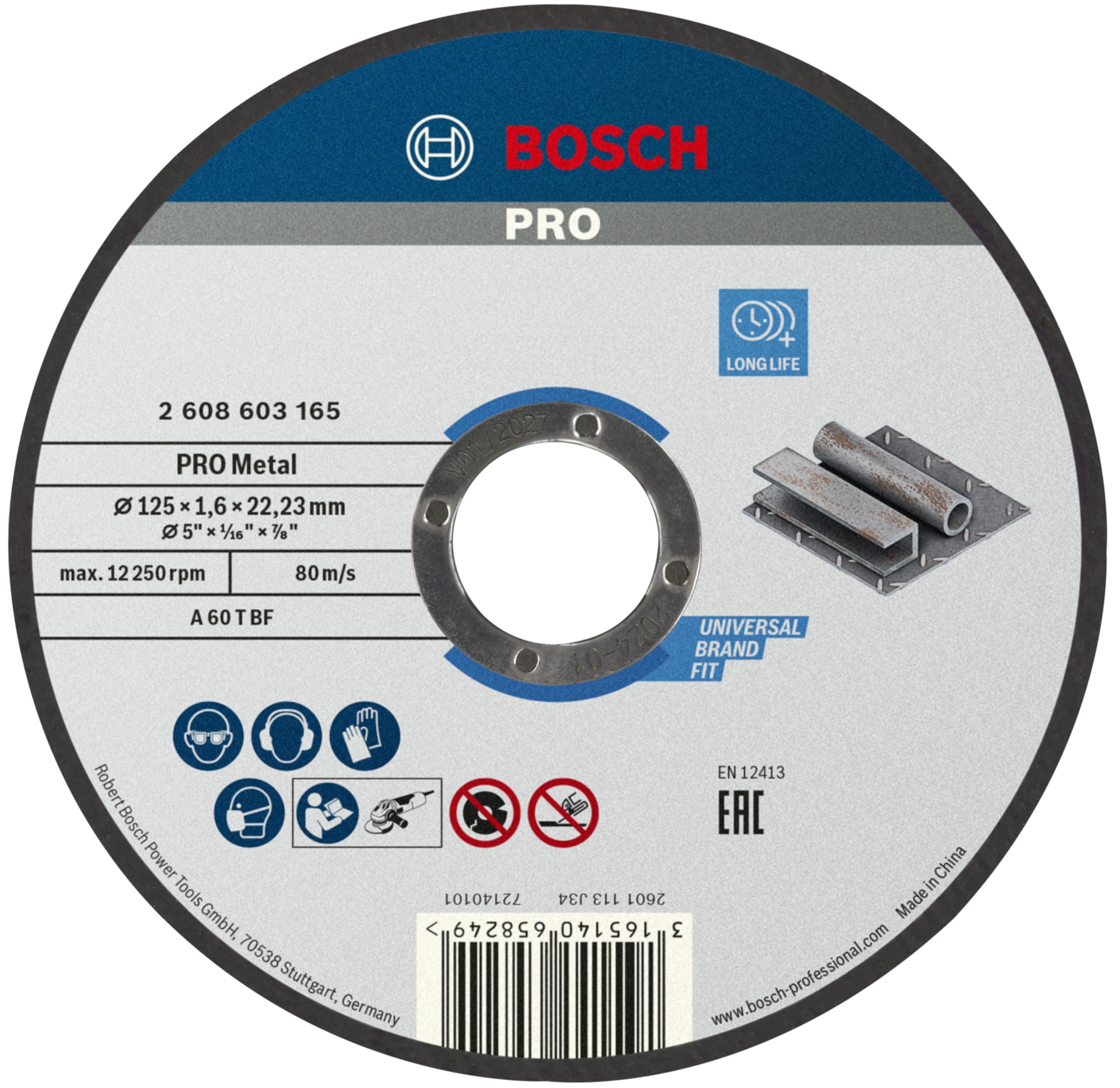 Bosch Disque à tronçonner 125 x 1,6 x 22,23 mm pour métal