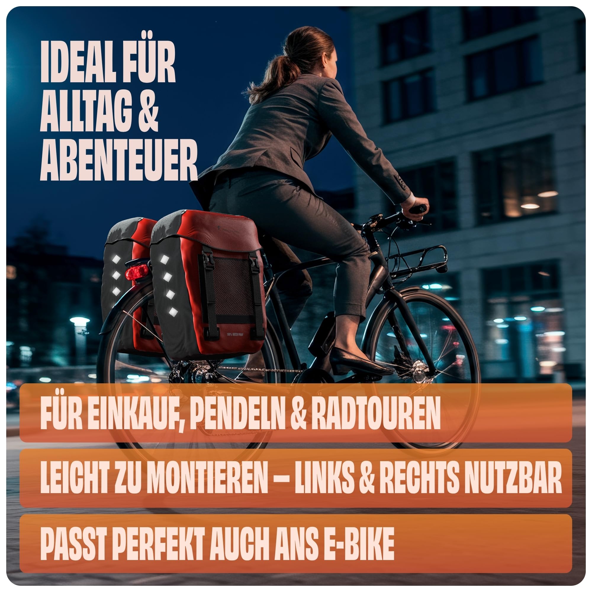 Red Loon wodoszczelna torba na bagażnik rowerowy trwała tylna torba na bagażnik rowerowy - torby na bagażnik rowerowy ebike - wodoodporna torba na bagażnik rowerowy E-Bike - czerwona