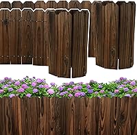 Mulctun Wooden Garden Edging 11.8"H x 47"L (2 Packs) - Rustic Durable Landscape Borders for Flower Beds, Lawns & Pathways