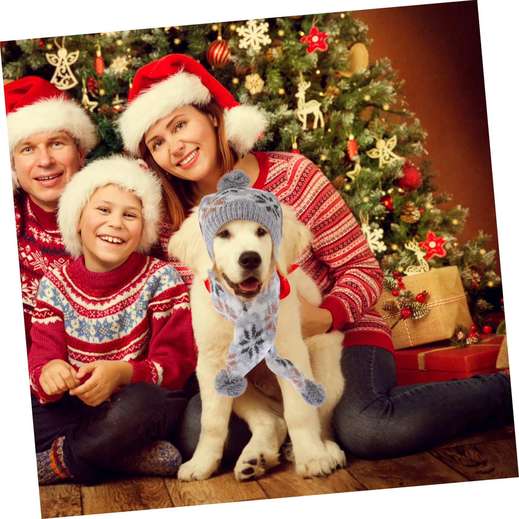 INOOMP 3sätze Adorables Xmas Pet Dog Kuscheliger Hundehut Und Schal Für Weihnachtsfeiern Für Fotoshootings Und Partys Leicht Und Strapazierfähig Teilig