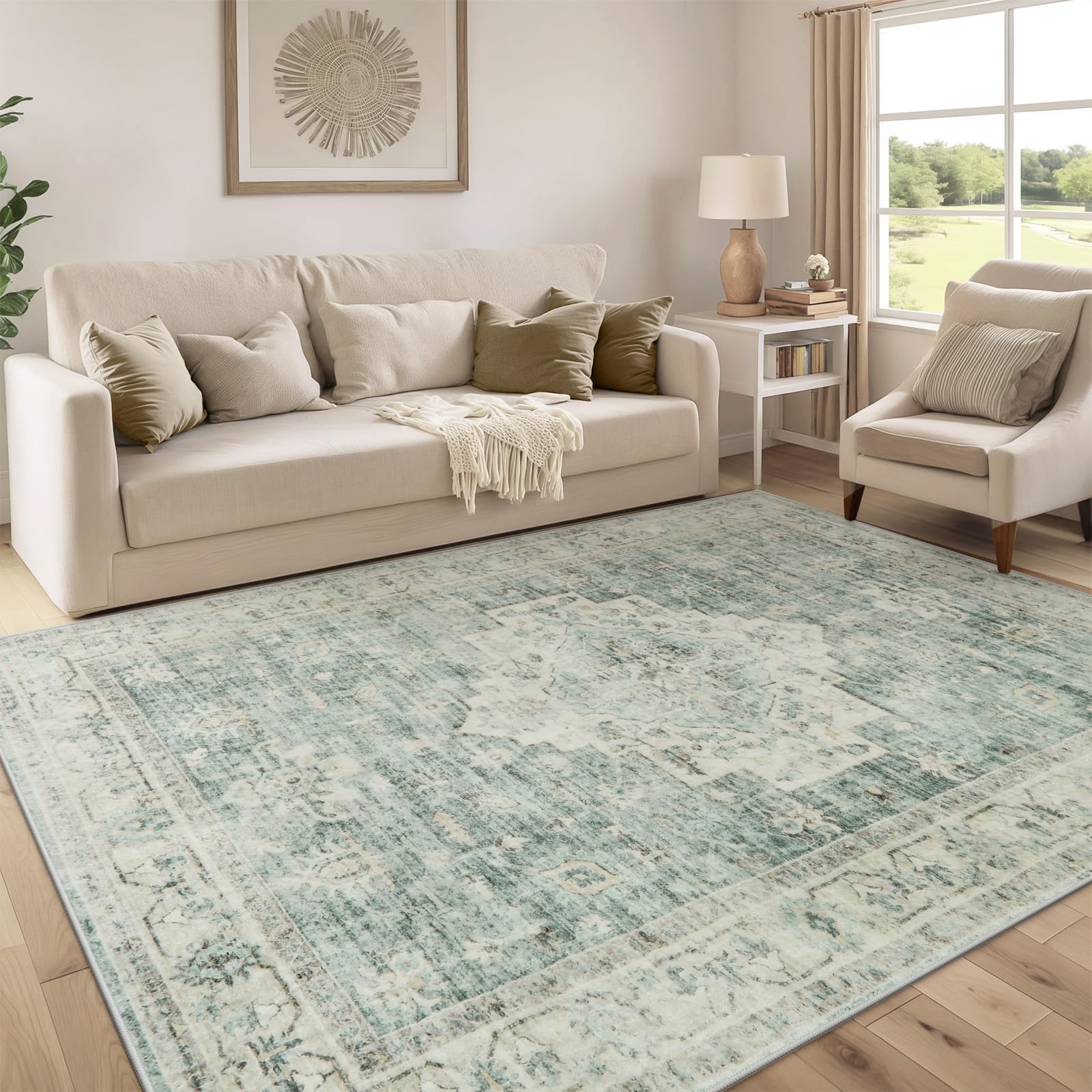 並行輸入品】 Przemy Washable Area Rug for Living Room Bedroom, 6x9 
