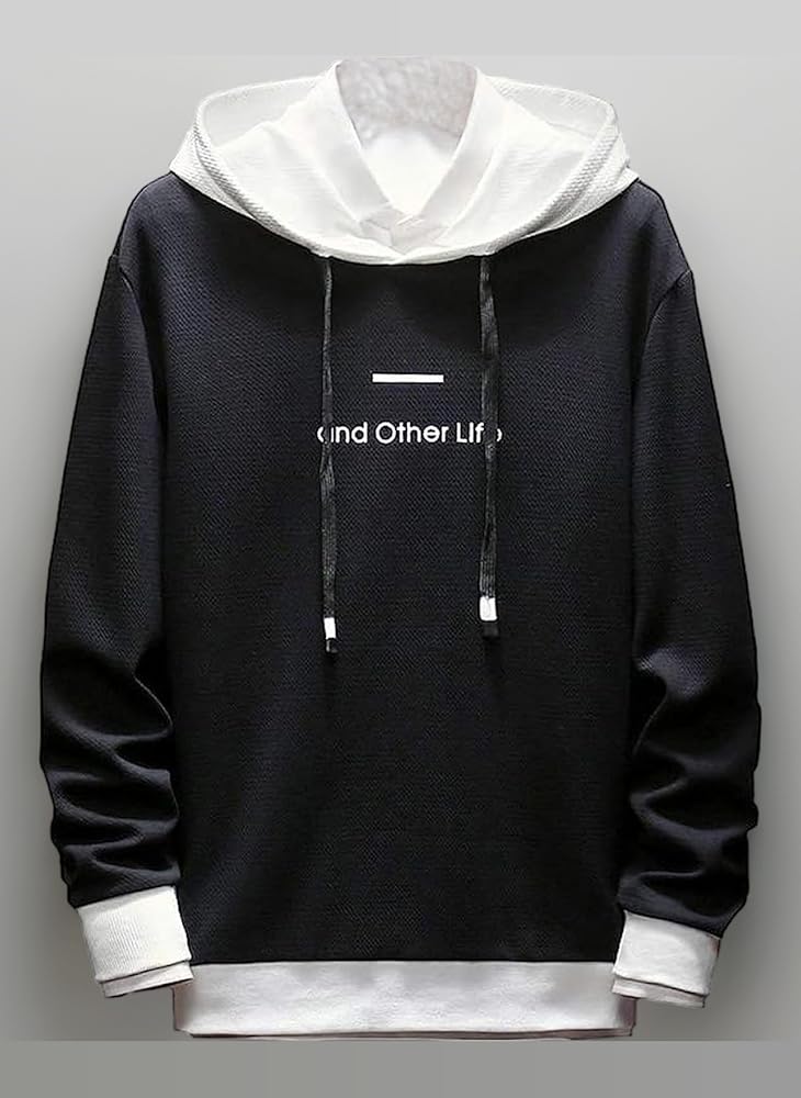 コットン含有量!97%綿黒のフード付きパーカーシンプルで コットン含有量!97%綿黒のフード付きパーカーシンプルで