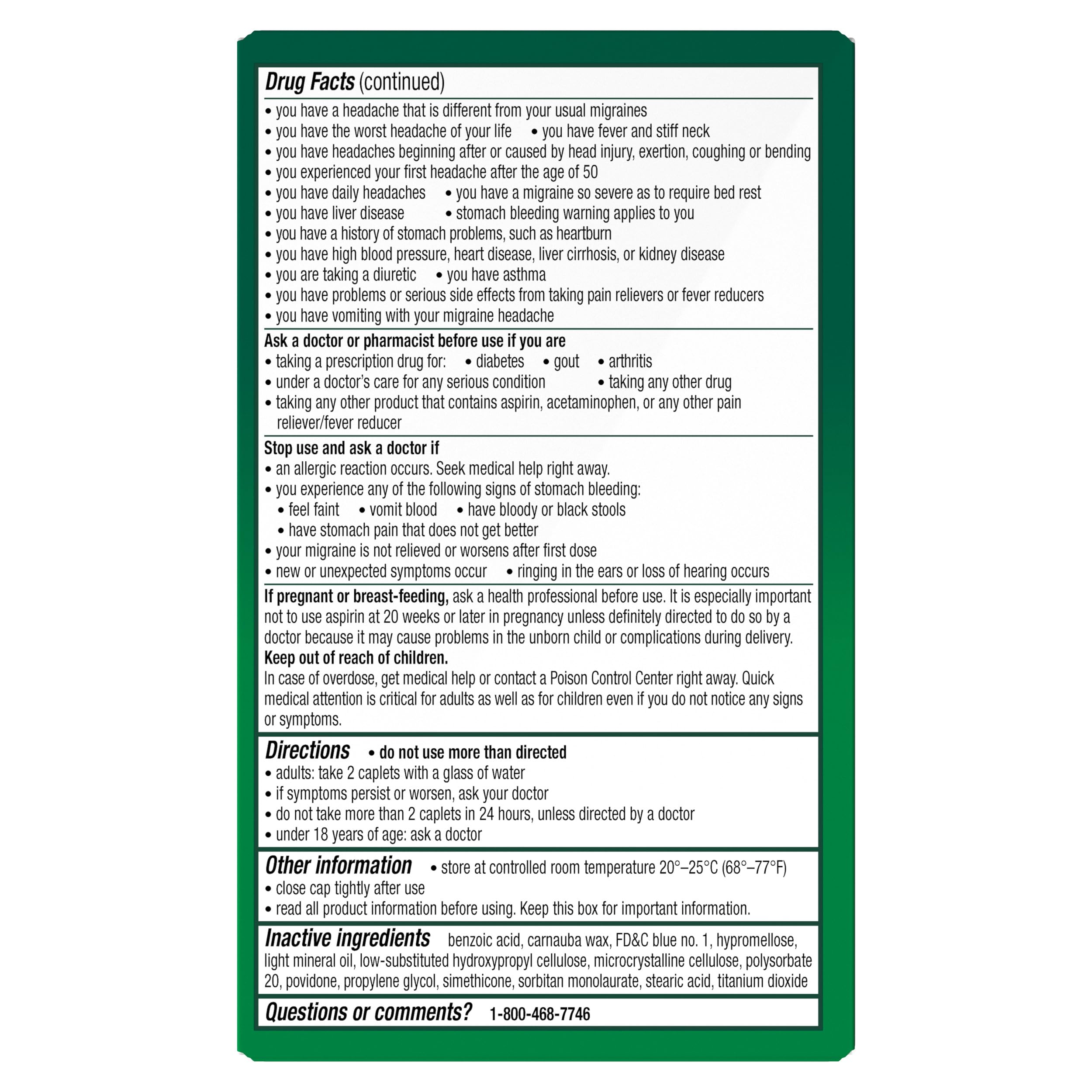 Excedrin Migraine Relief Caplets to Alleviate Migraine Symptoms - 200 Count