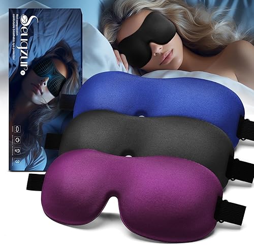 Seugzur Máscara de ojos para dormir de lado máscara de ojos con bloqueo de luz para dormir, cubierta de ojos opaca 3D para mujeres y hombres, con