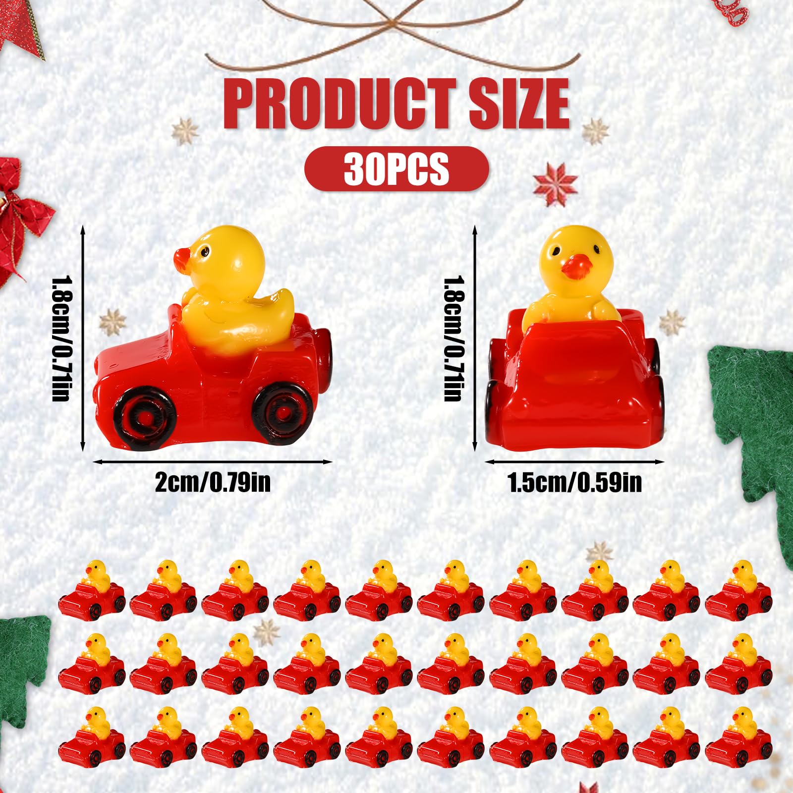 30pcs Mini Resin Ducks, Cute Rubber Ducks Miniature Resin Ducks Small Tiny Resin Ducks Decoration Waterproof Little Ducks Perfect DIY Decorations Birthday Festival Party Toy Gifts(Red)