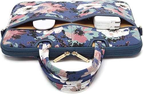 Miniatura 5 de kayond Funda de hombro para laptop de 14 pulgadas y 14.1 pulgadas, resistente al agua, con diseño de orquídea de acuarela, maletín para portátil
