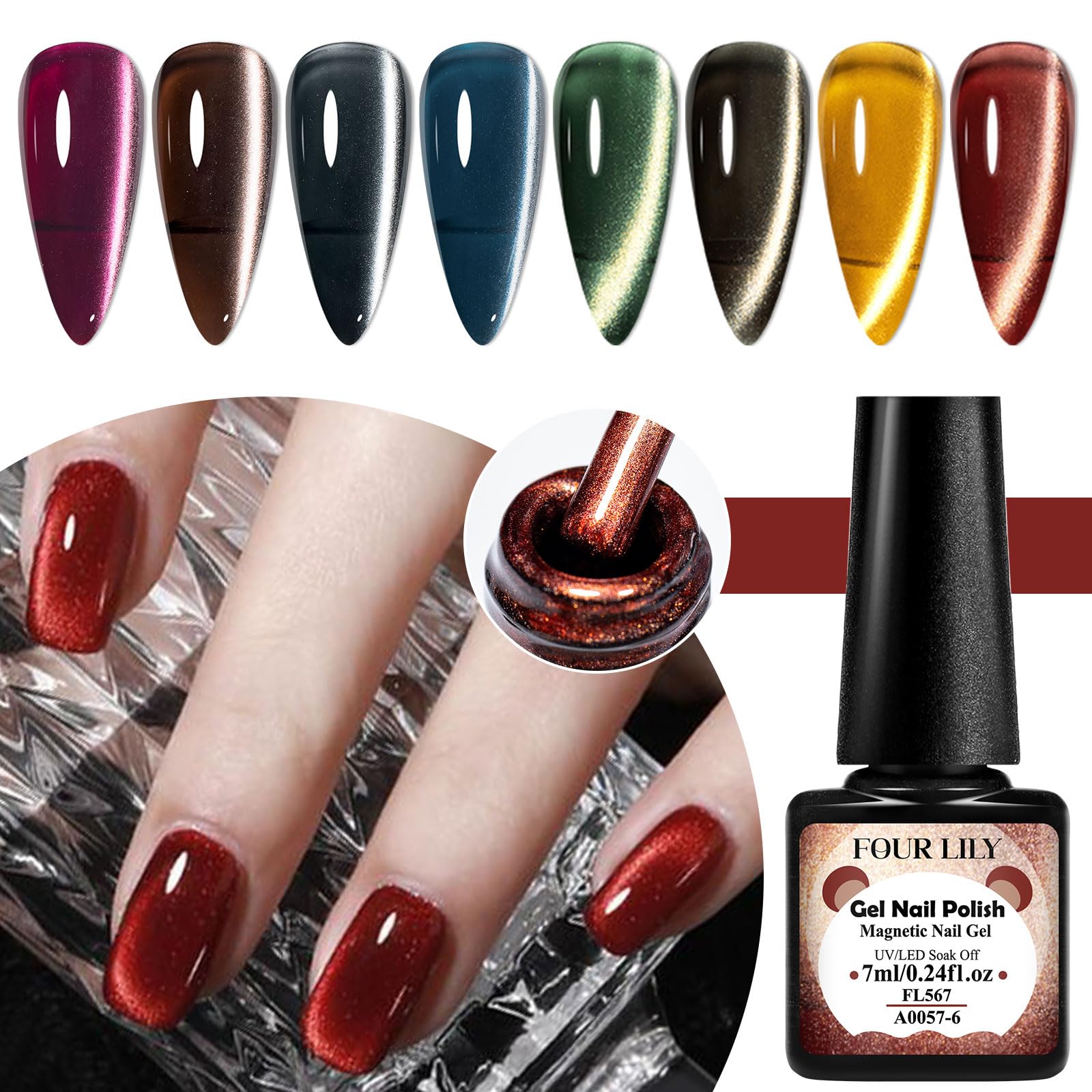 Amazon.com: Four Lily Magnetic Cat Eye Gel Nail Polish Set, 8