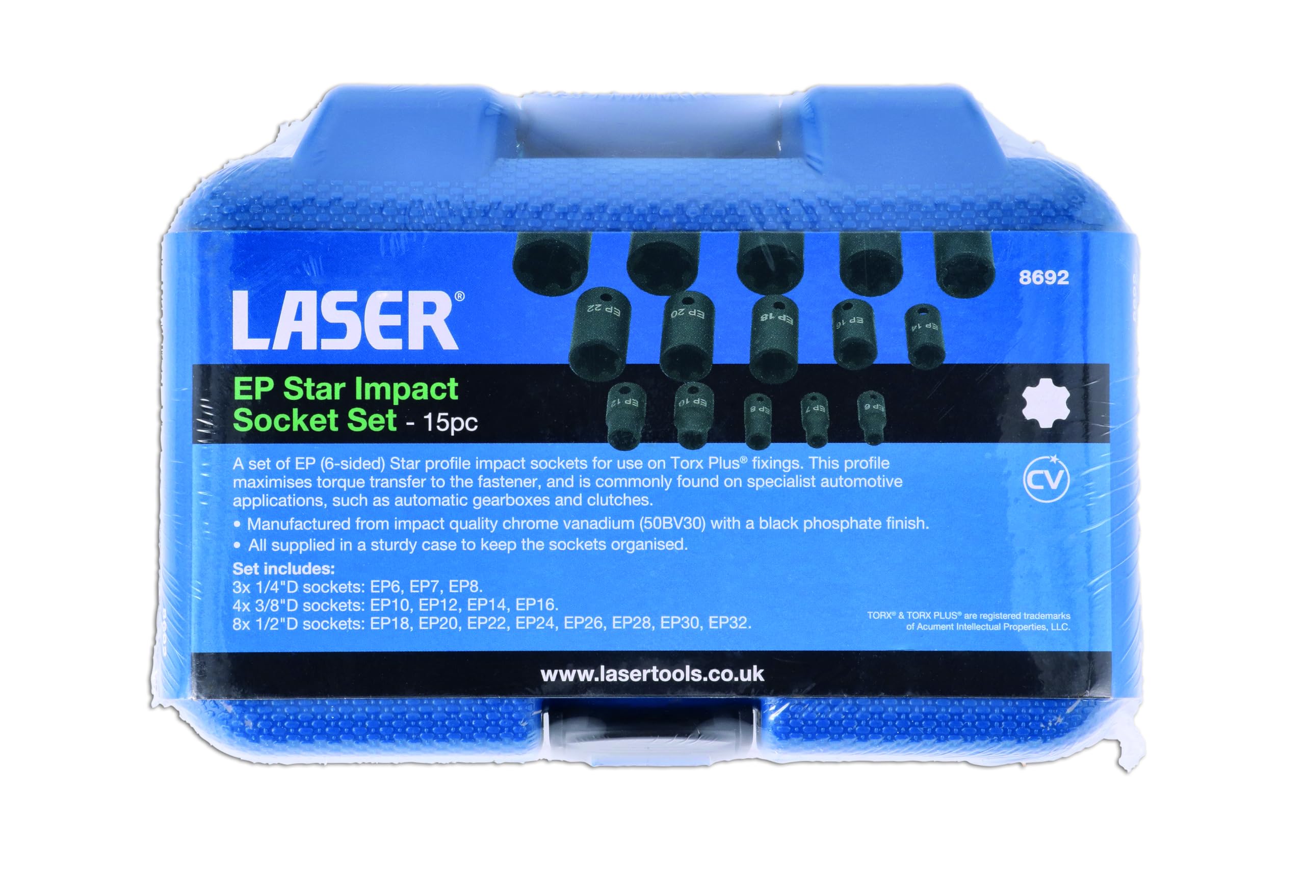 Laser 8692 EP Star Impact zestaw nasadek nasadowych 15 szt