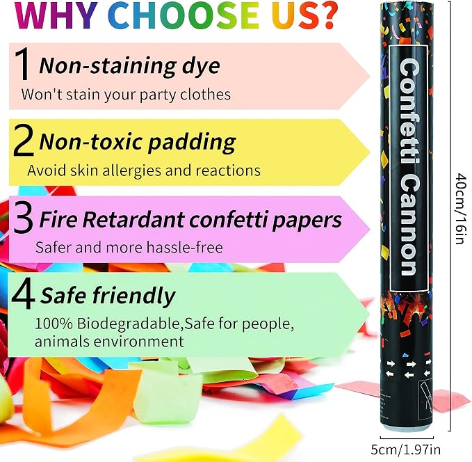 16in Biodegradable Confetti Poppers 6 Pack miniatura 6