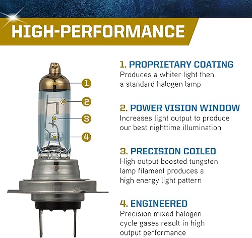 Miniatura 2 de PEAK Power Vision Gold - Faros delanteros automotrices H7 de alto rendimiento de 55 W (paquete de 2)
