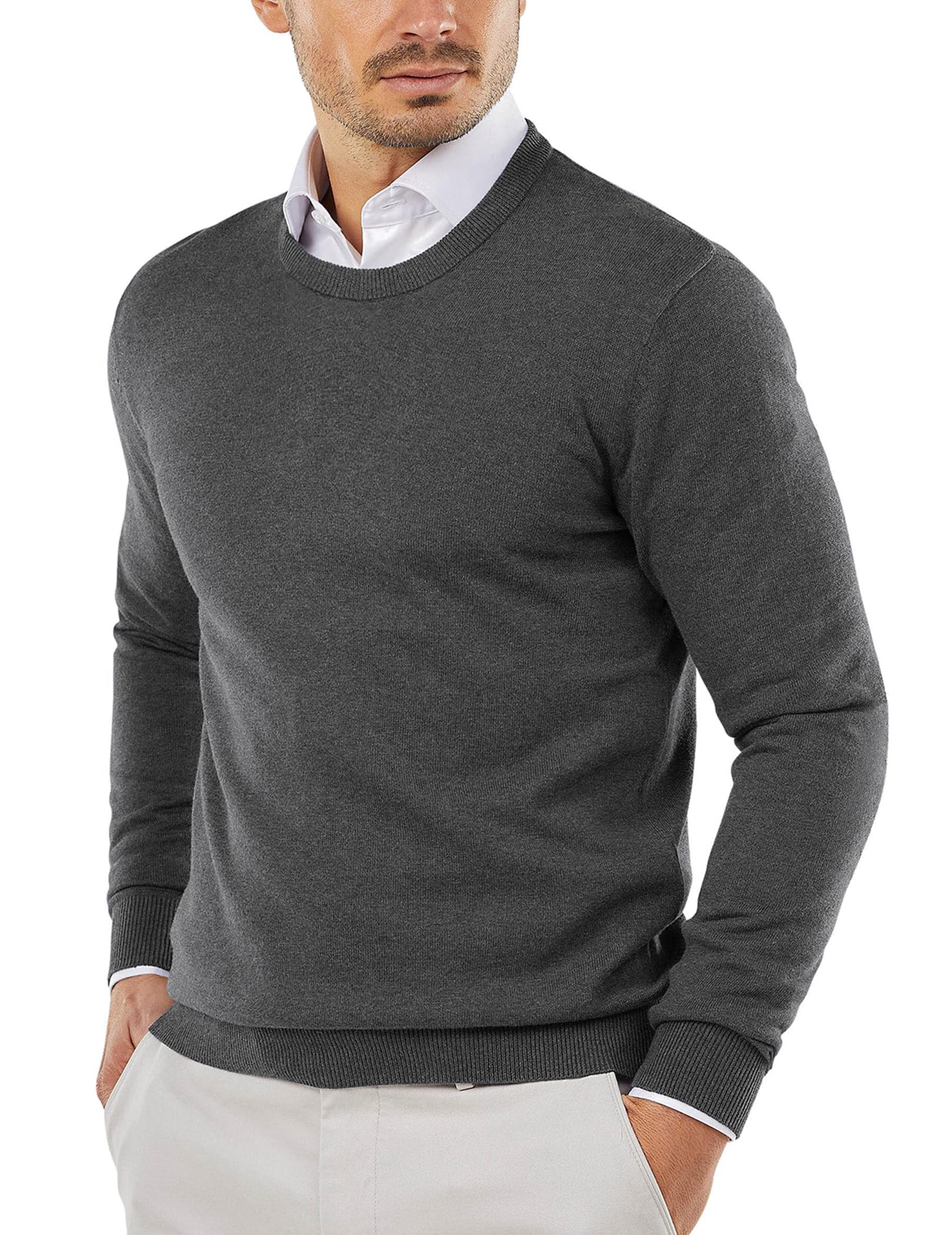 COOFANDY Herren Pullover mit Rundhalsausschnitt Strickpullover Business Feinstrick Winterpullover Männer
